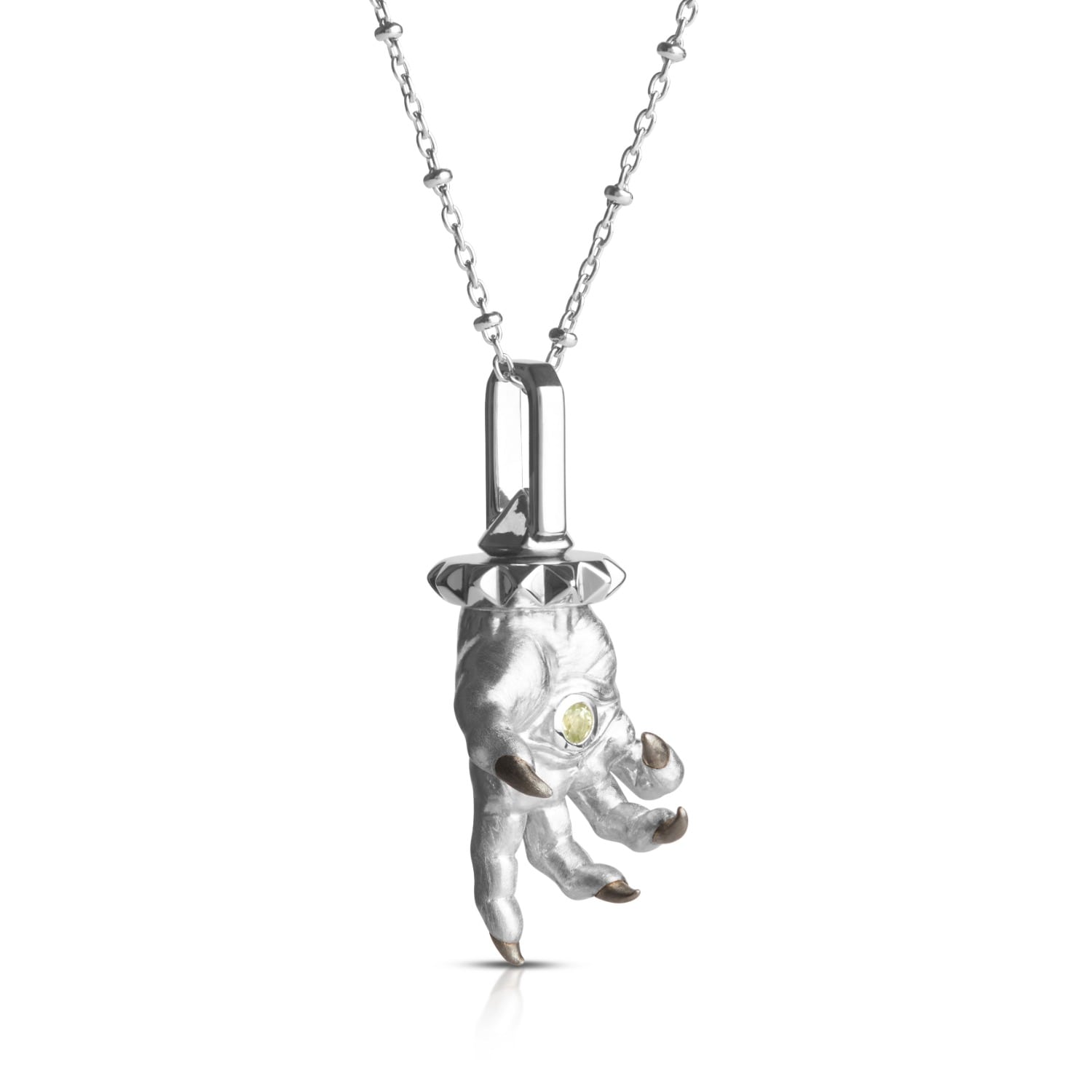 Kasun Men's Hand Of The Protector Pendant - August - Peridot - Silver