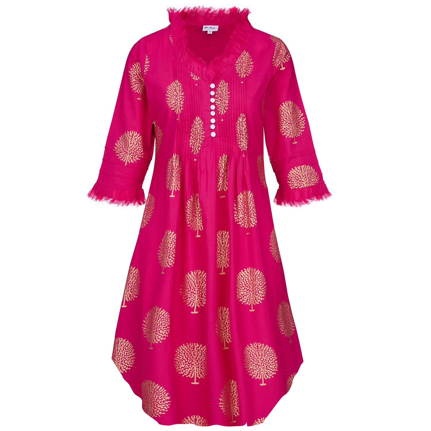 At Last... Women's Pink / Purple / Gold Annabel Cotton Tunic In Fuschia & Gold In Pink/purple/gold