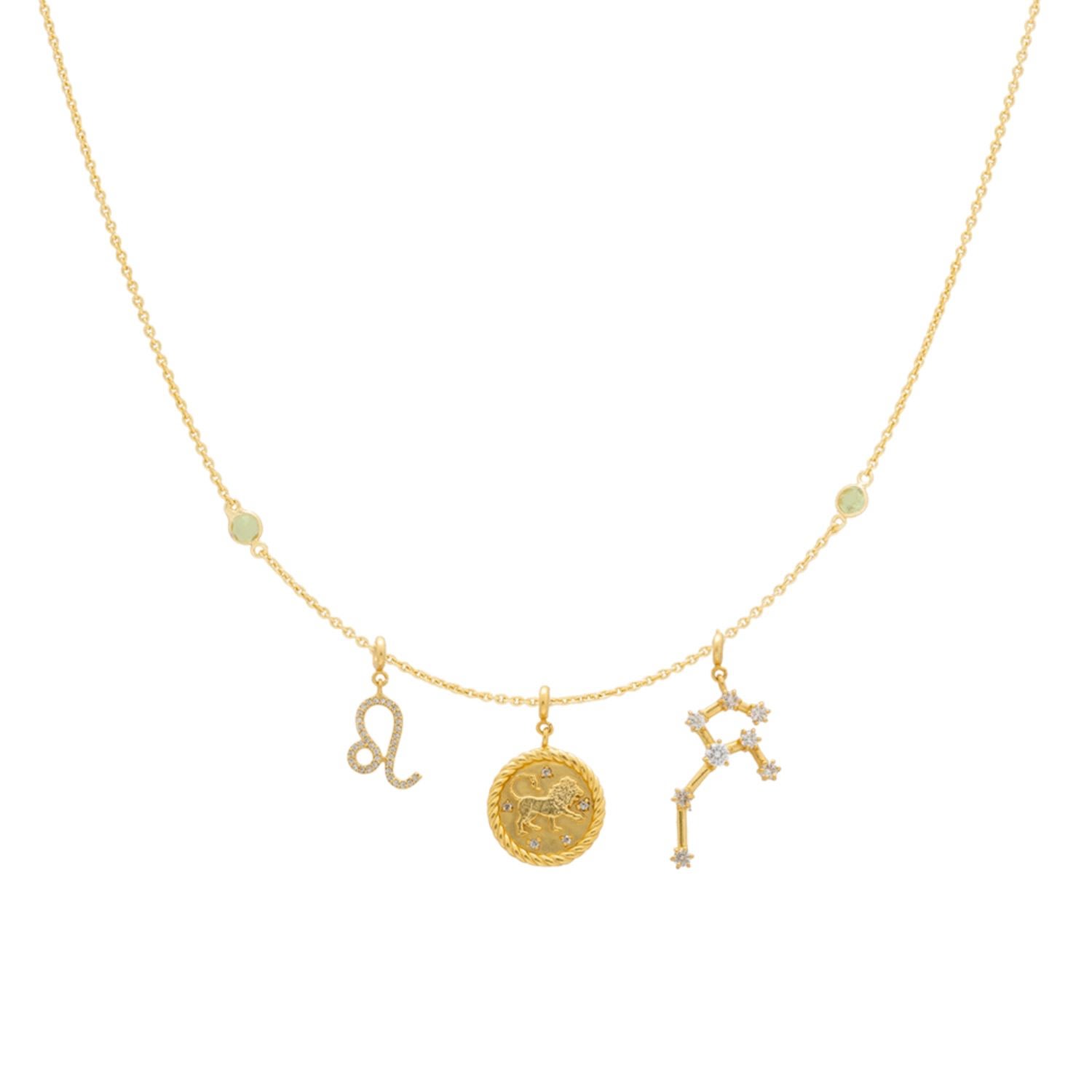 Women’s White / Gold Triple Leo Zodiac Necklace Lavani Jewels