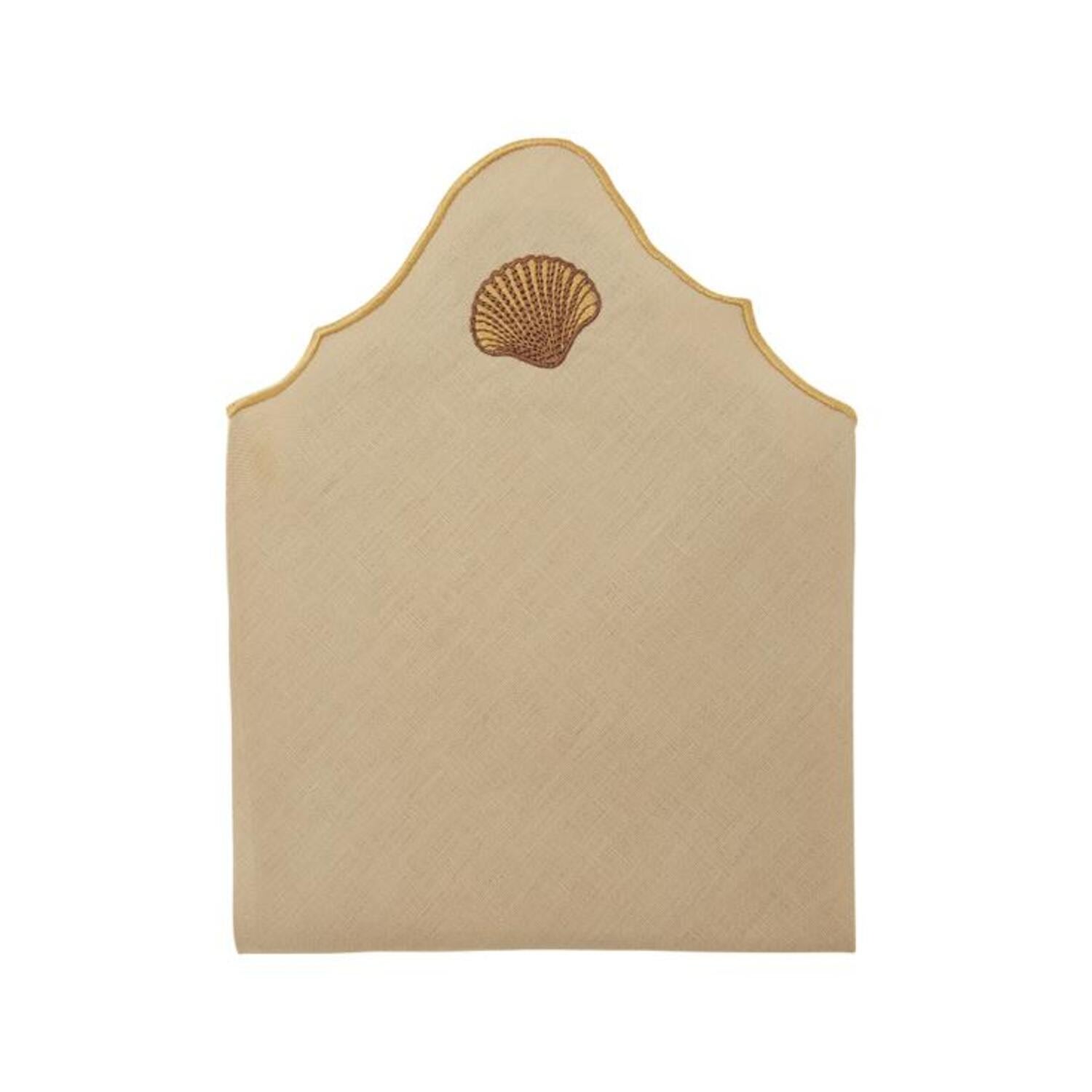 Km Home Collection Seashell Embroidery Linen Napkins Set Of 2 In White