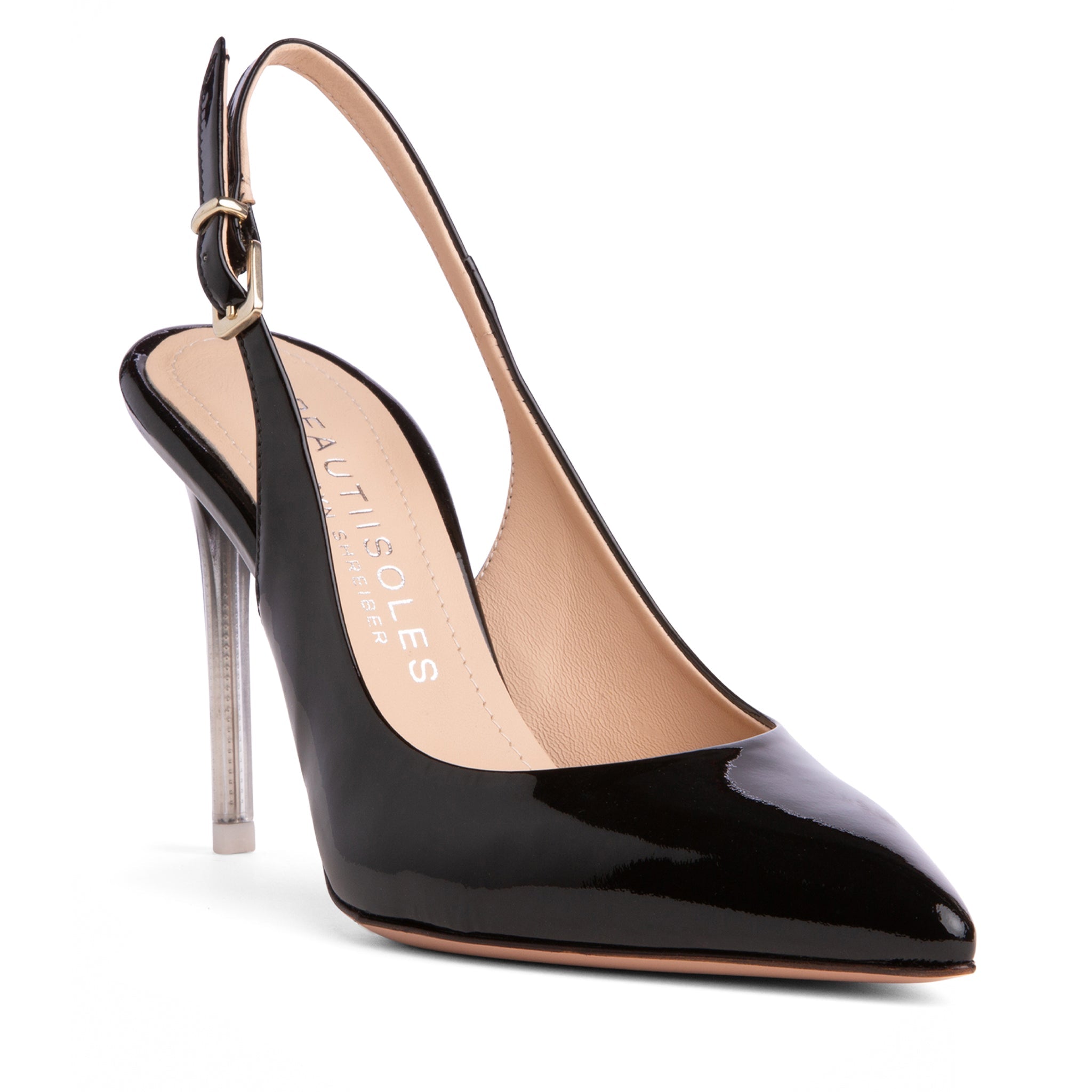 Beautiisoles By Robyn Shreiber Made In Italy Women's Marjorie Black Patent Leather Sexy Pump Comfortable Work Valentine Date Sexy Slingback In Black