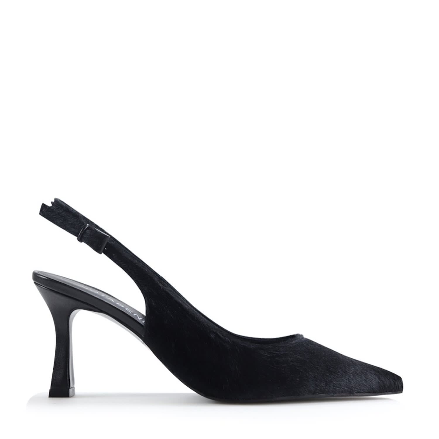 Notabene Women's Emilia Low Slingback Stilettos, Black Cow Fur
