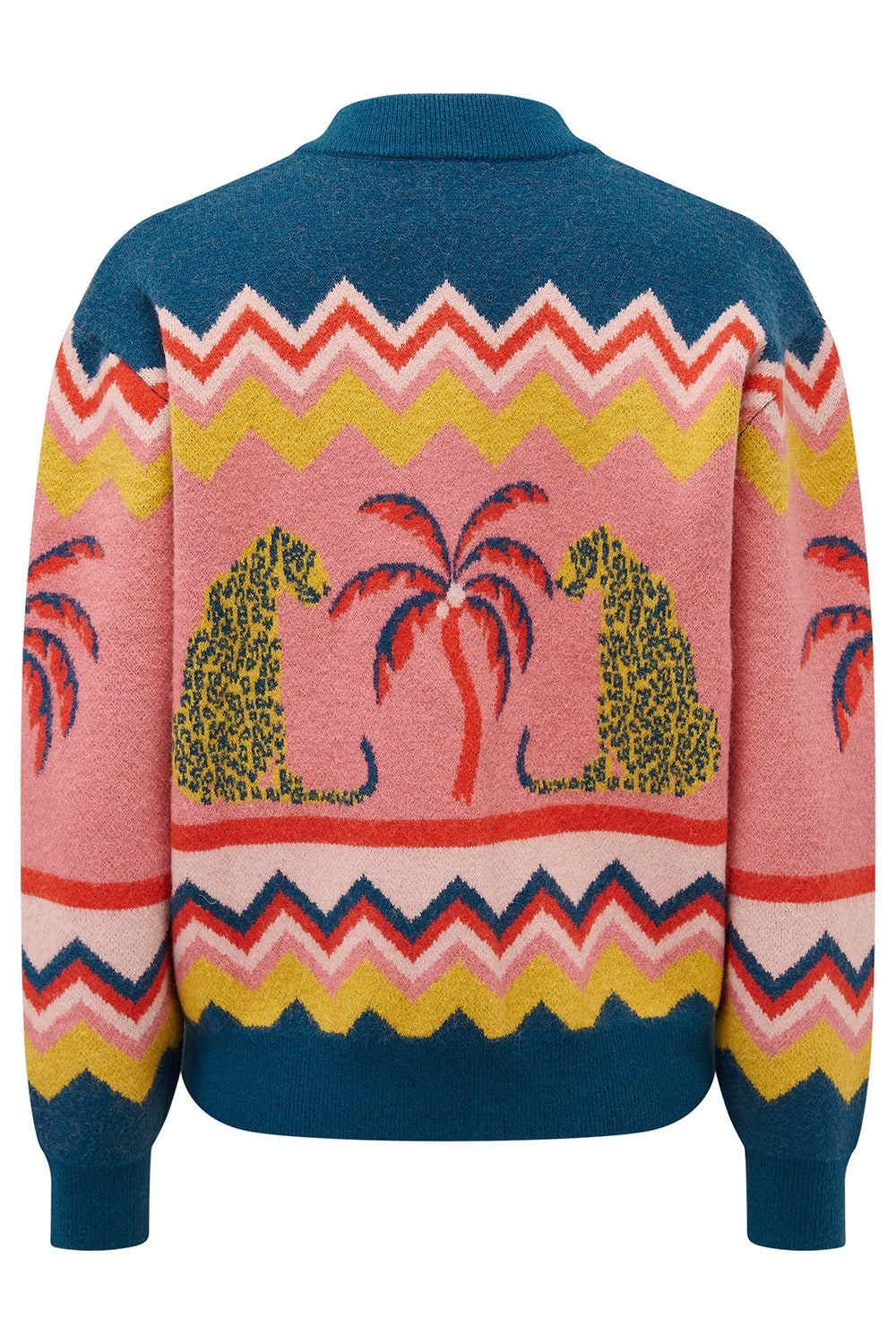 Solana Knitted Bomber Multi, Leopard And Palms | Sugarhill