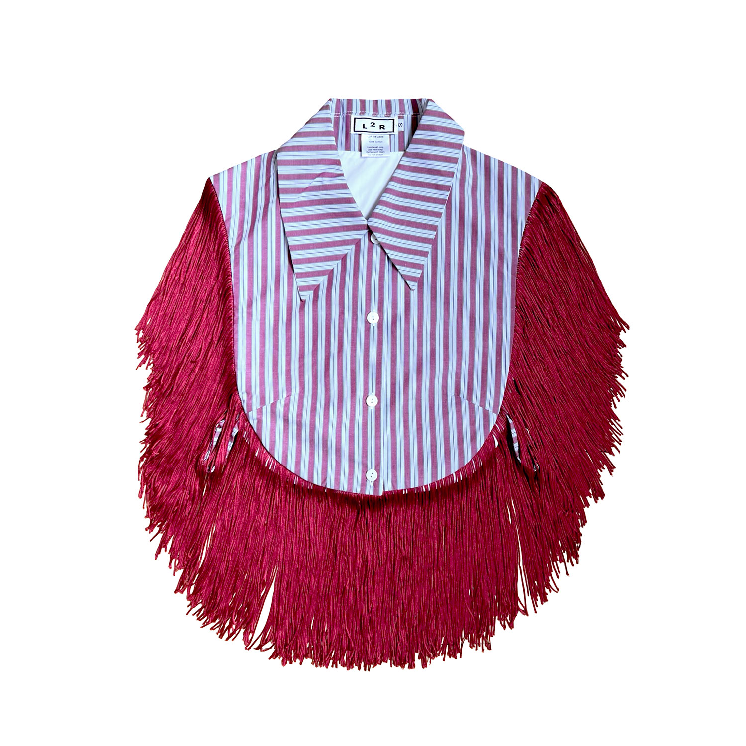 L2r The Label Women's White / Red Striped Red Reversible Fringe Vest In Multi