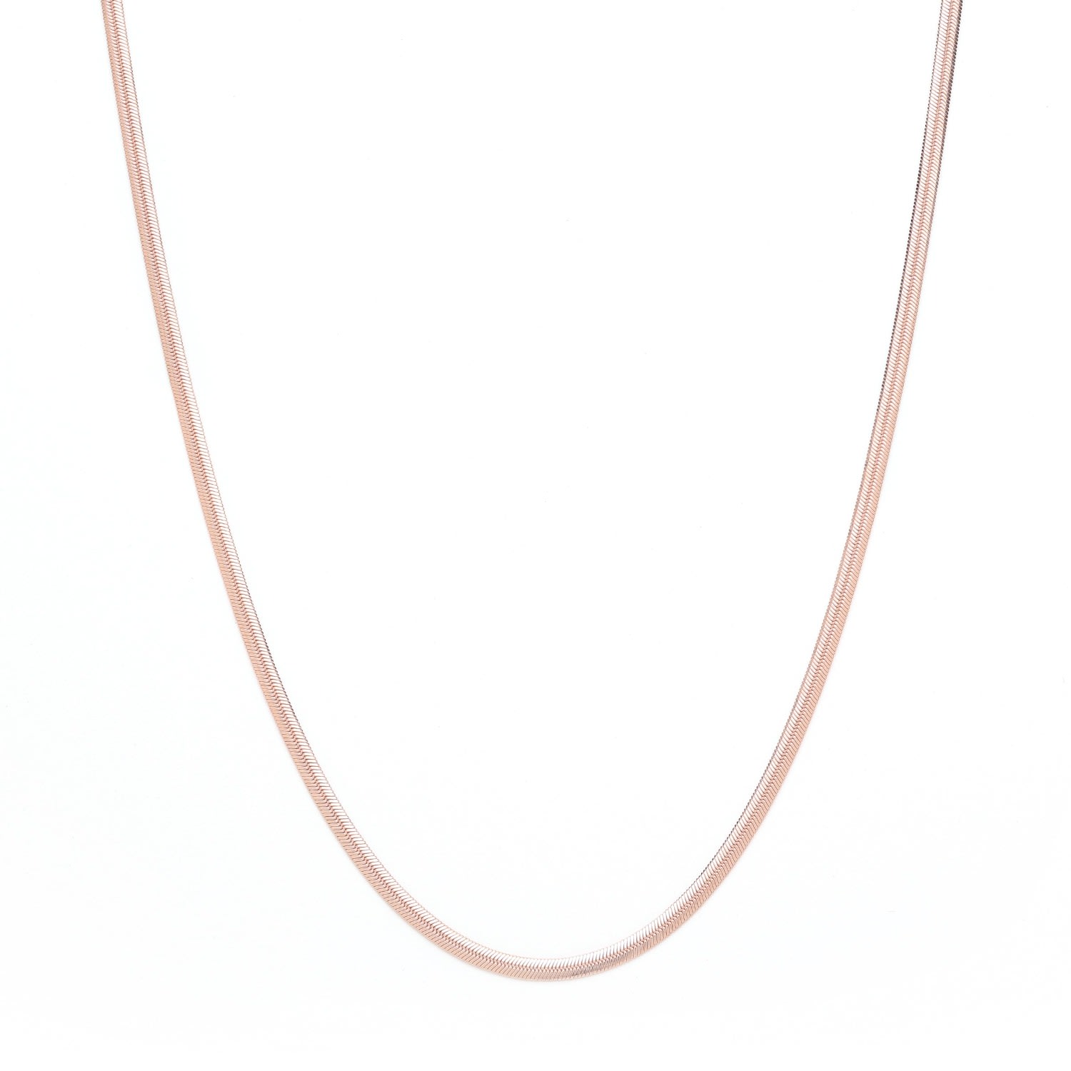 Women’s Herringbone Chain Necklace, Rose Gold Over Sterling Silver Seven Saints