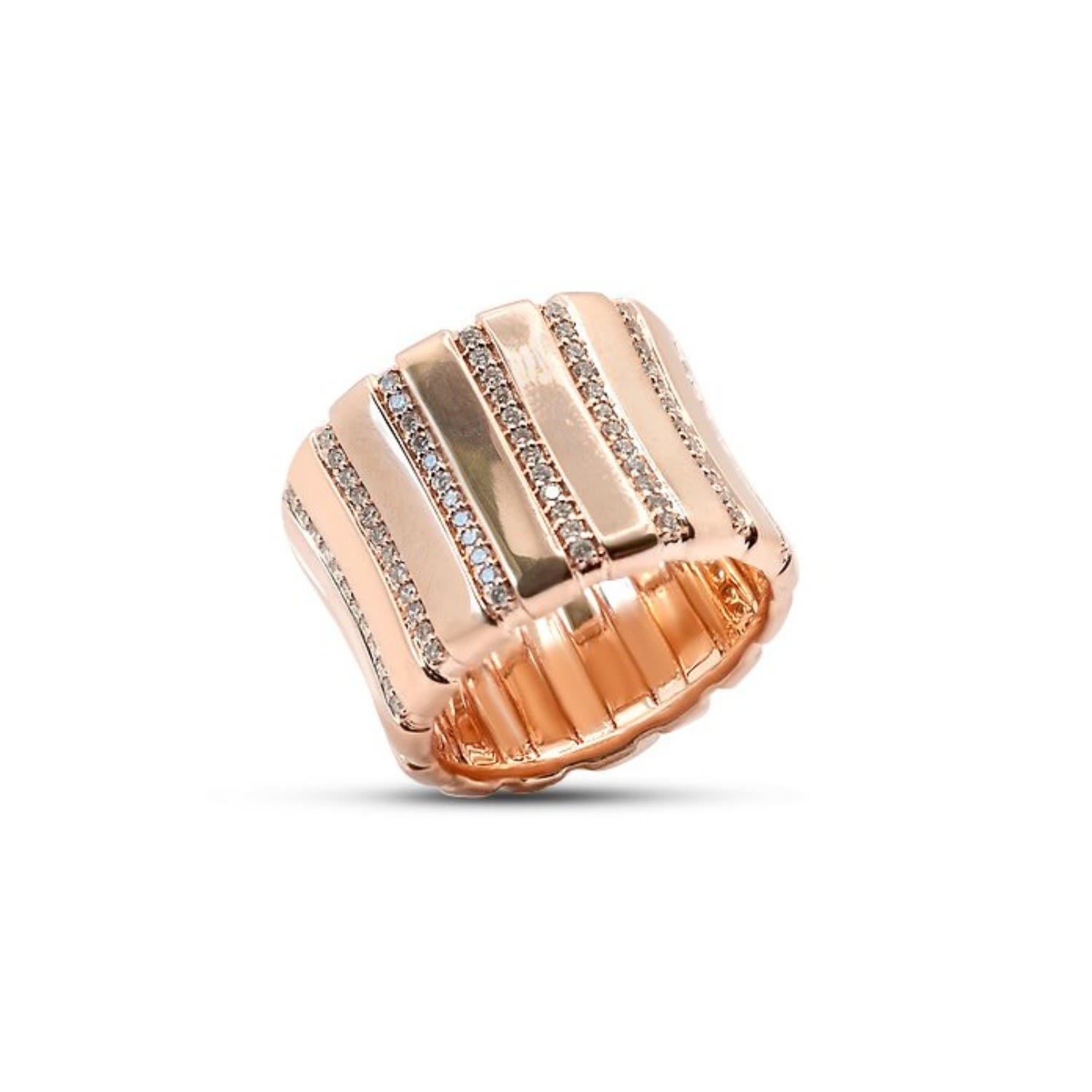 Women’s Pinstripe Strength Diamond Mega Chubby Cigar Band Half Way Diamonds In Rose Gold Rinoor