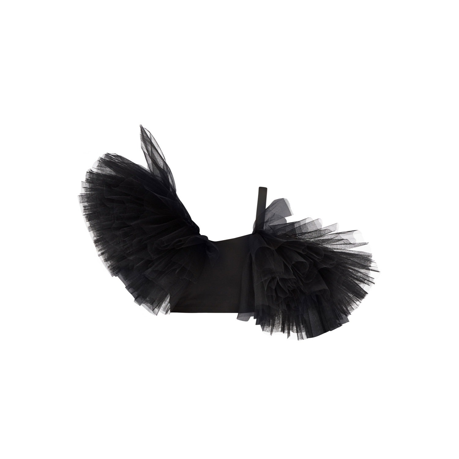 Lia Aram Women's Black Asymmetrical Tulle-trimed Bustier In Black