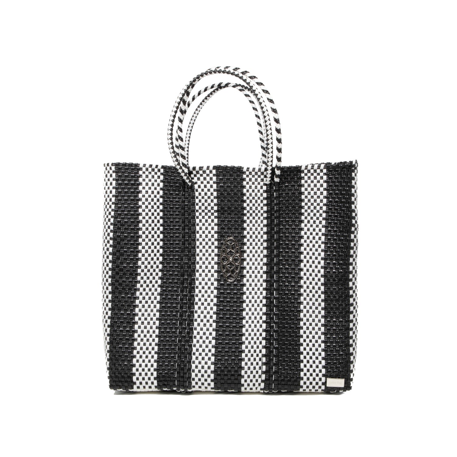 Women’s Medium Black/White Striped Tote Bag Lolas Bag