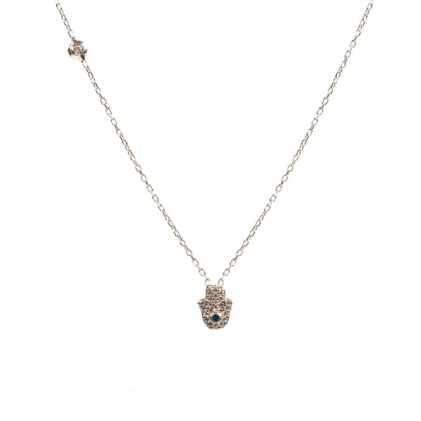 Latelita London Hamsa Hand Necklace Silver In Silver