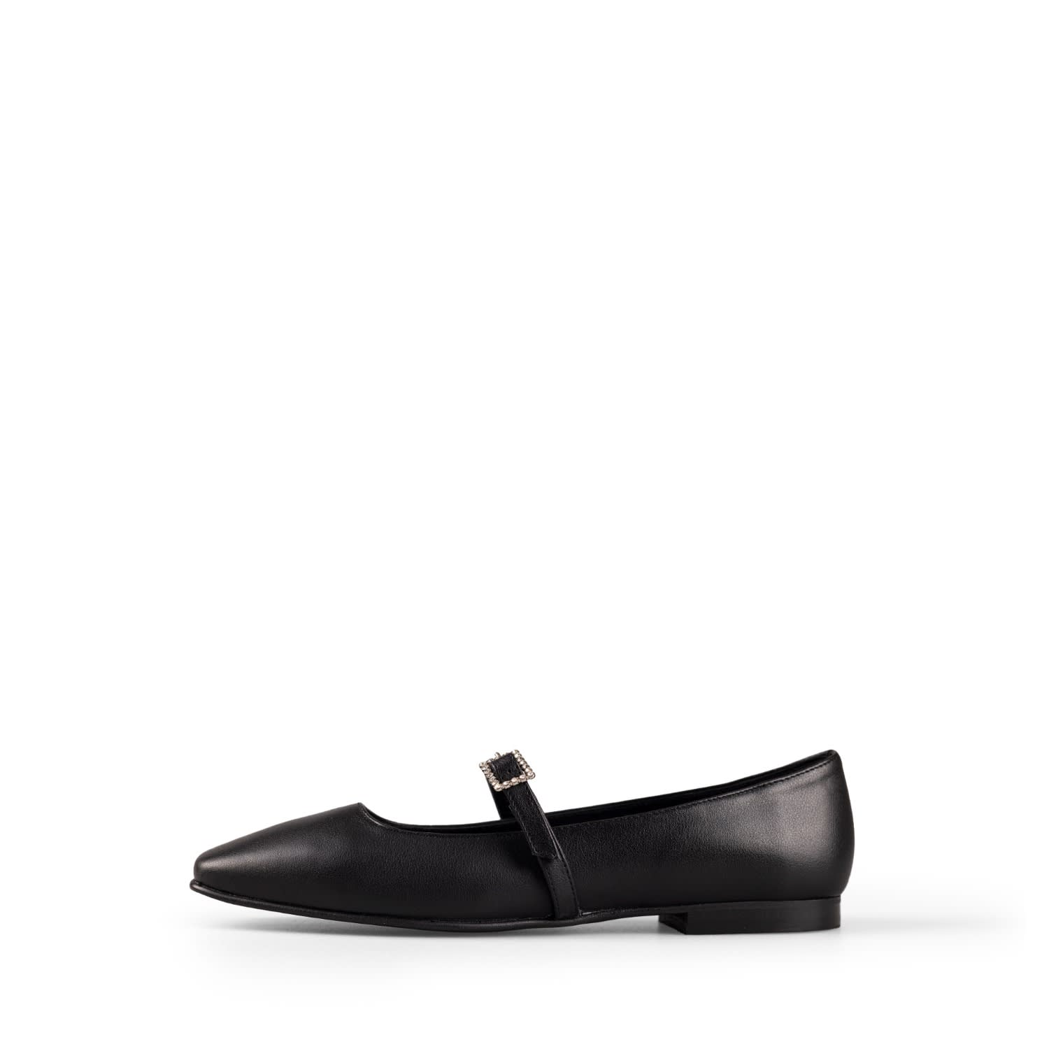 ALURA WOMEN'S ALIONA BLACK BALLET FLATS WITH A SQUARE TOE AND MARY JANE STYLE MADE OF GENUIN LEATHER