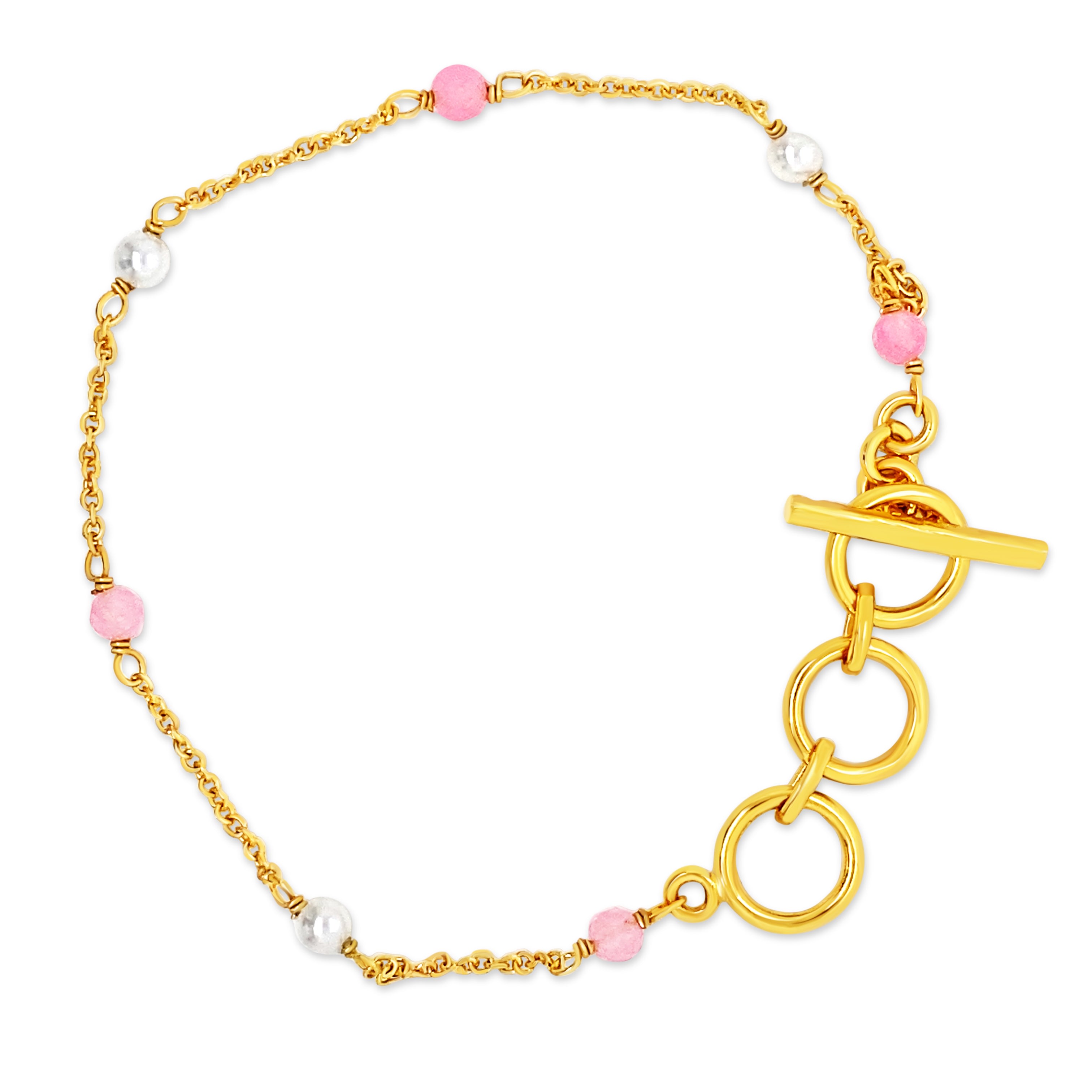 Gem Bazaar Jewellery Women's White / Gold / Pink Pink Sands Wristlet