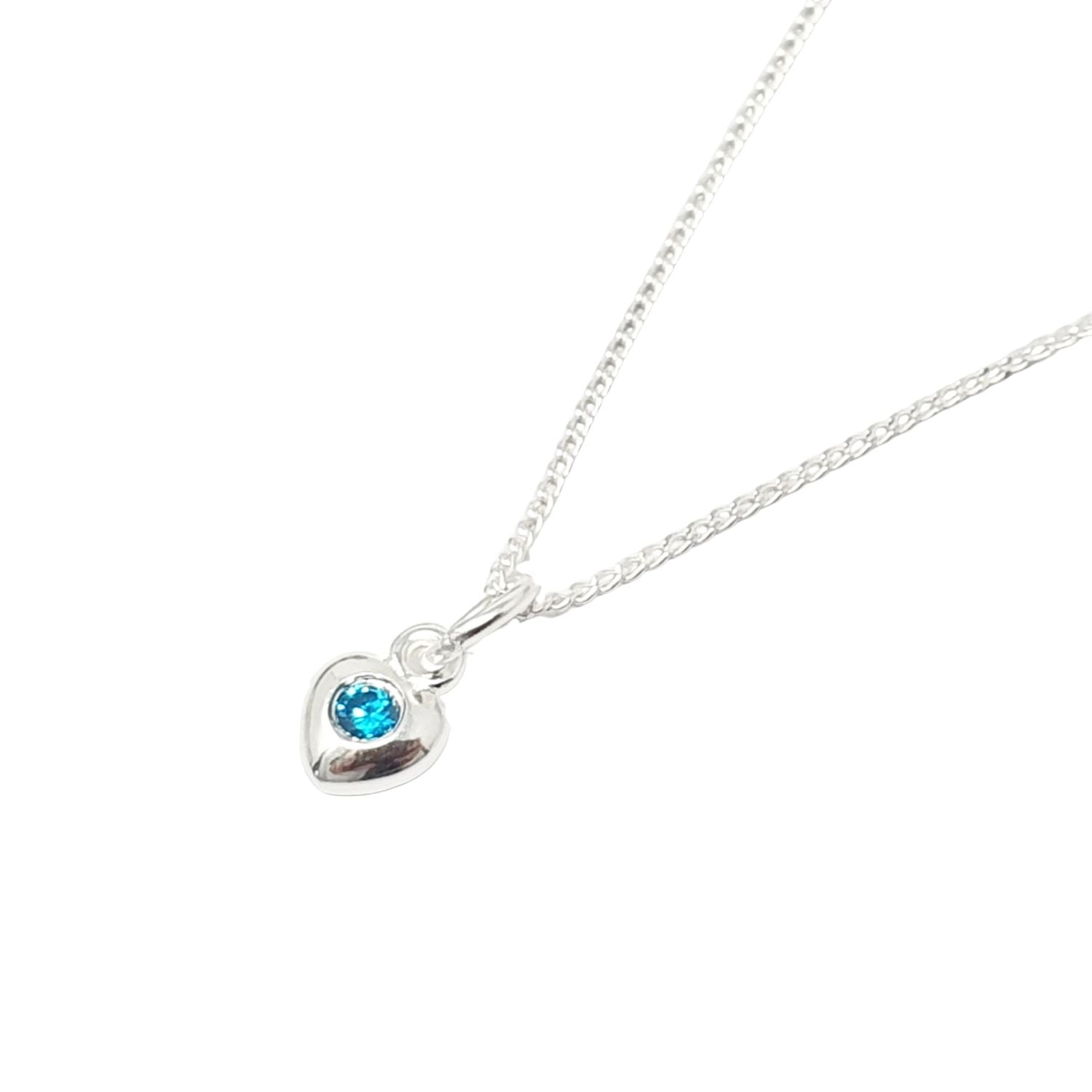 Women’s Silver / Blue Mini Aquamarine March Birthstone Heart Silver Necklace Harfi