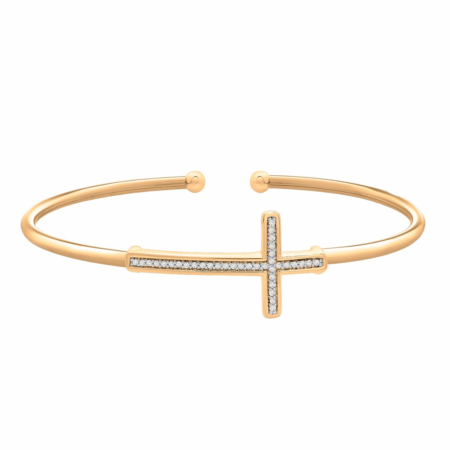 Women’s Gold Vermeil Bruna Diamond Cross Bangle Bracelet Miki & Jane