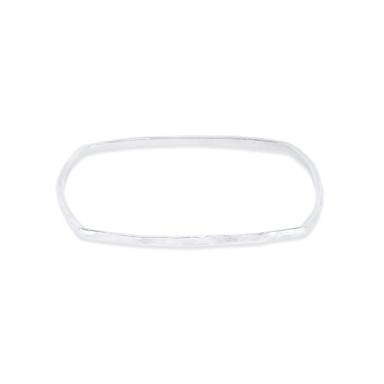 Dower & Hall Men's Hammered Cushion Nomad Bangle In Sterling Silver In Metallic