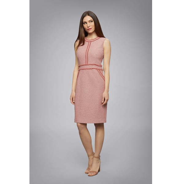 Rumour London Eloise Soft Pink Cotton Tweed Dress With Fringed Detail In Tweed