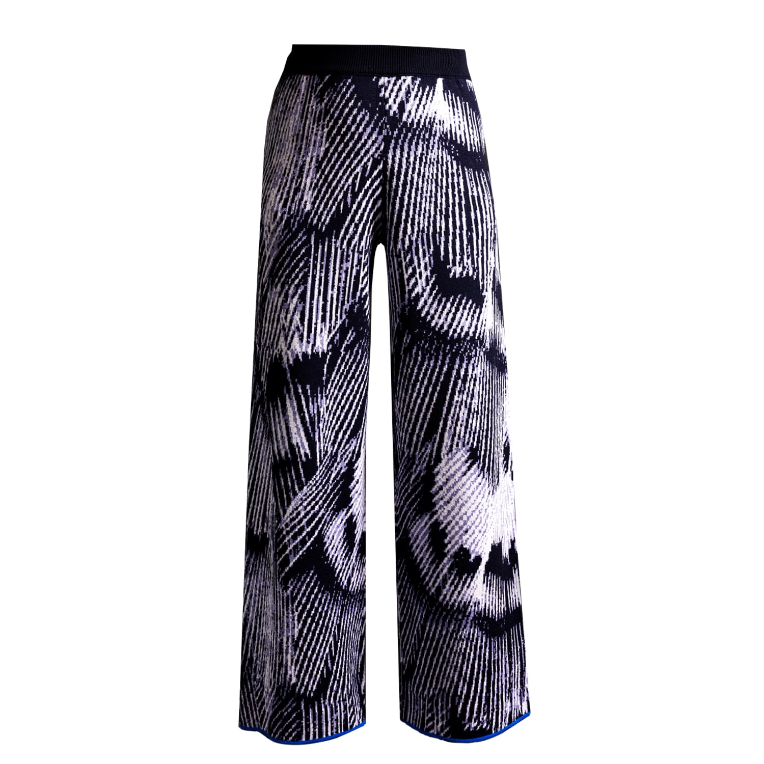 Essien & Emre Women's Arden Merino Wool Knitted Pattern Trousers Blue In Blue