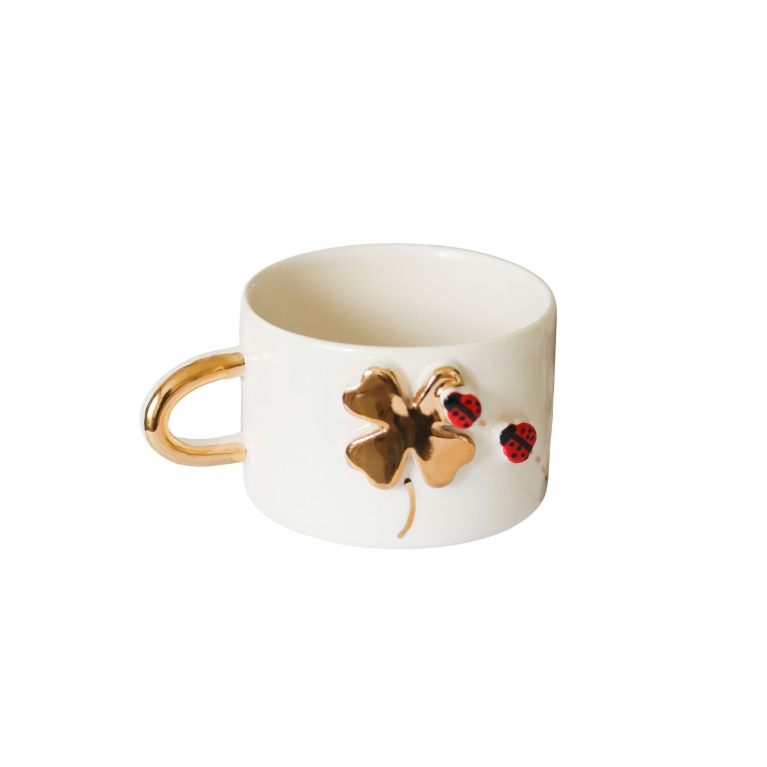Anatoliacraft You Are My Lucky Charm Valentine's Day Mug – Handmade Gold Plated Ceramic Cup