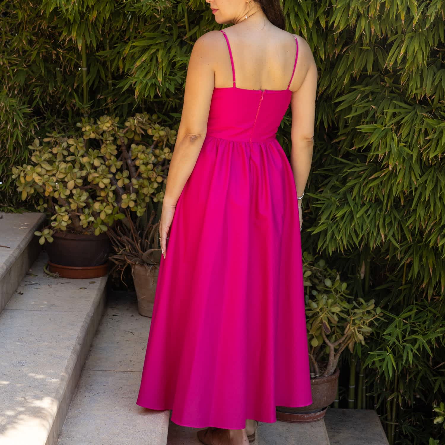 pink seren dress JOSPHINE  Seren Beaded Column Gown Dark Pink / L
