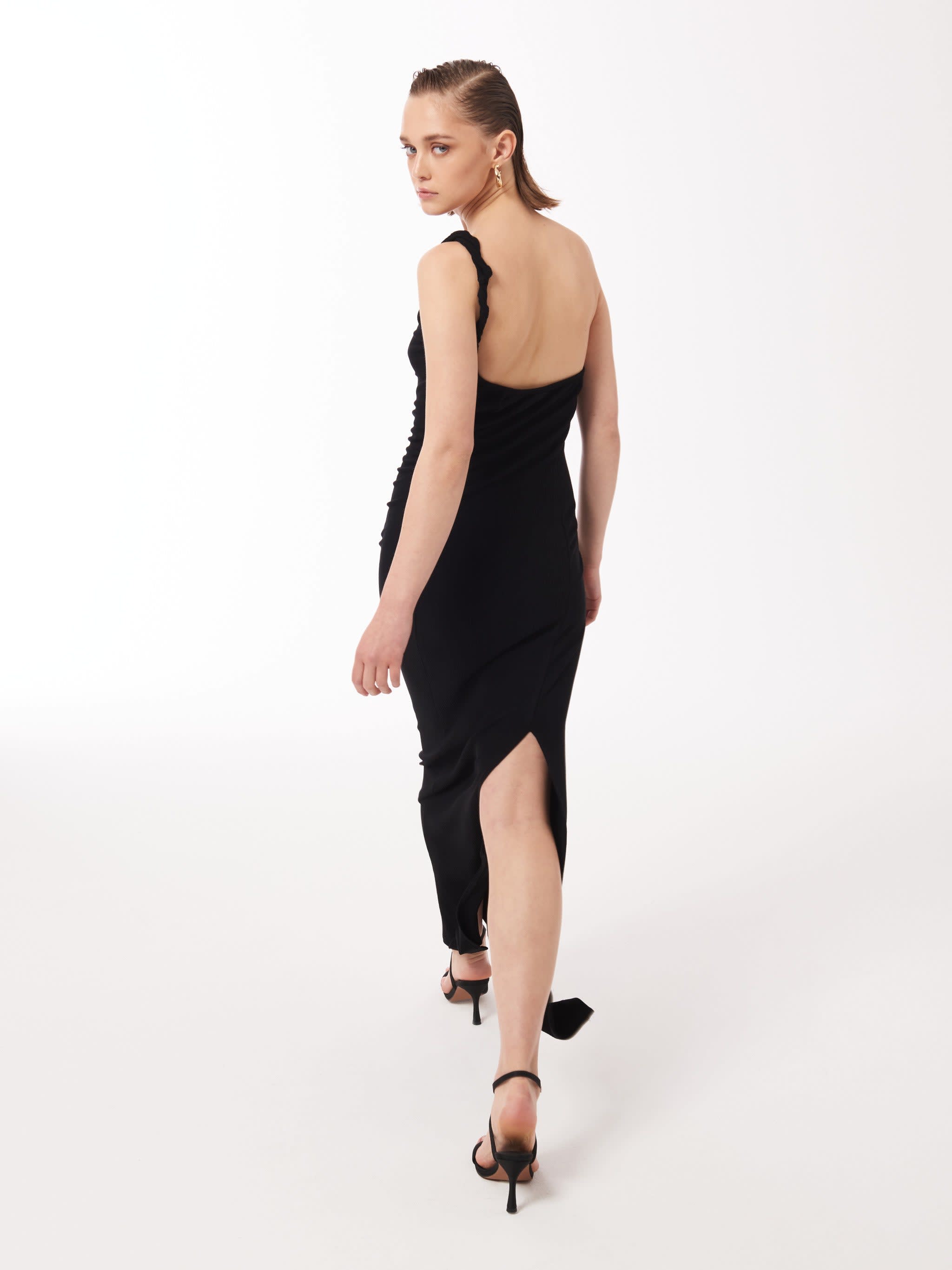Two-Way Single Shoulder Twisted Black Badger SOUR | Wolf Strap FIGS Maxi | In Dress 