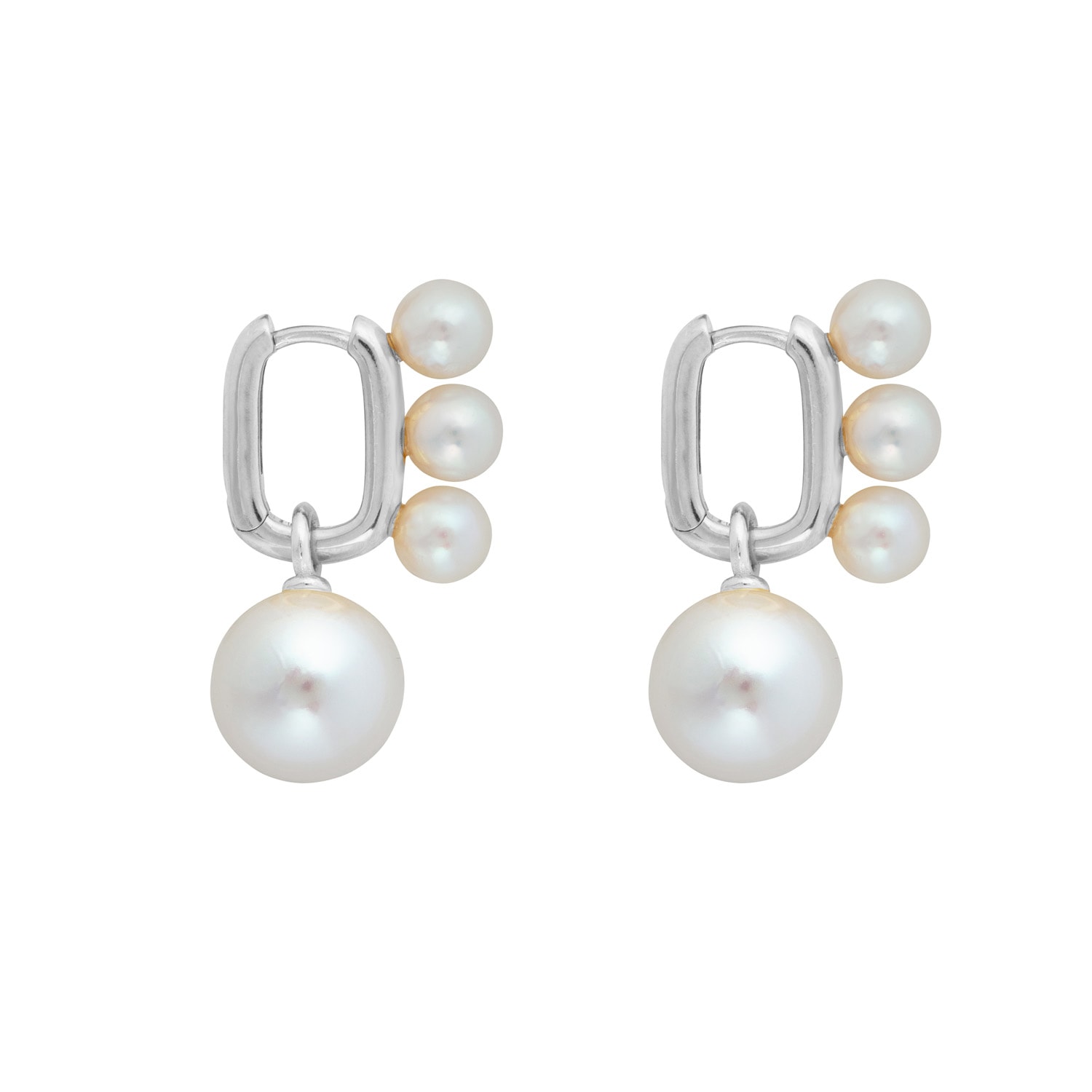 Women’s Silver / White Aetia Trio & Xl Pearl Hoop Earrings- Silver Ora Pearls