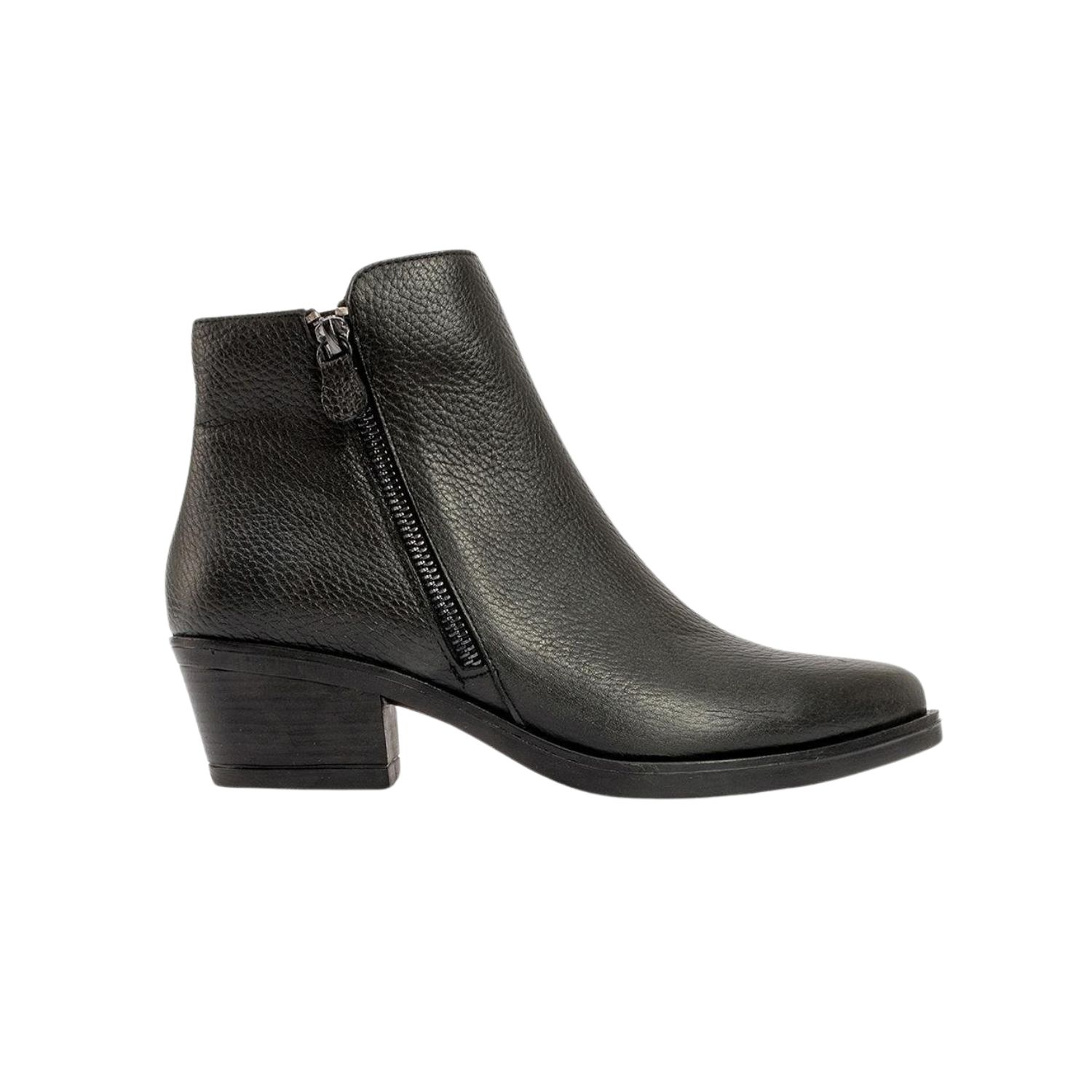Forever & Always Shoes Women's Jayer Black Leather Double Zip Block Heel Boot In Black