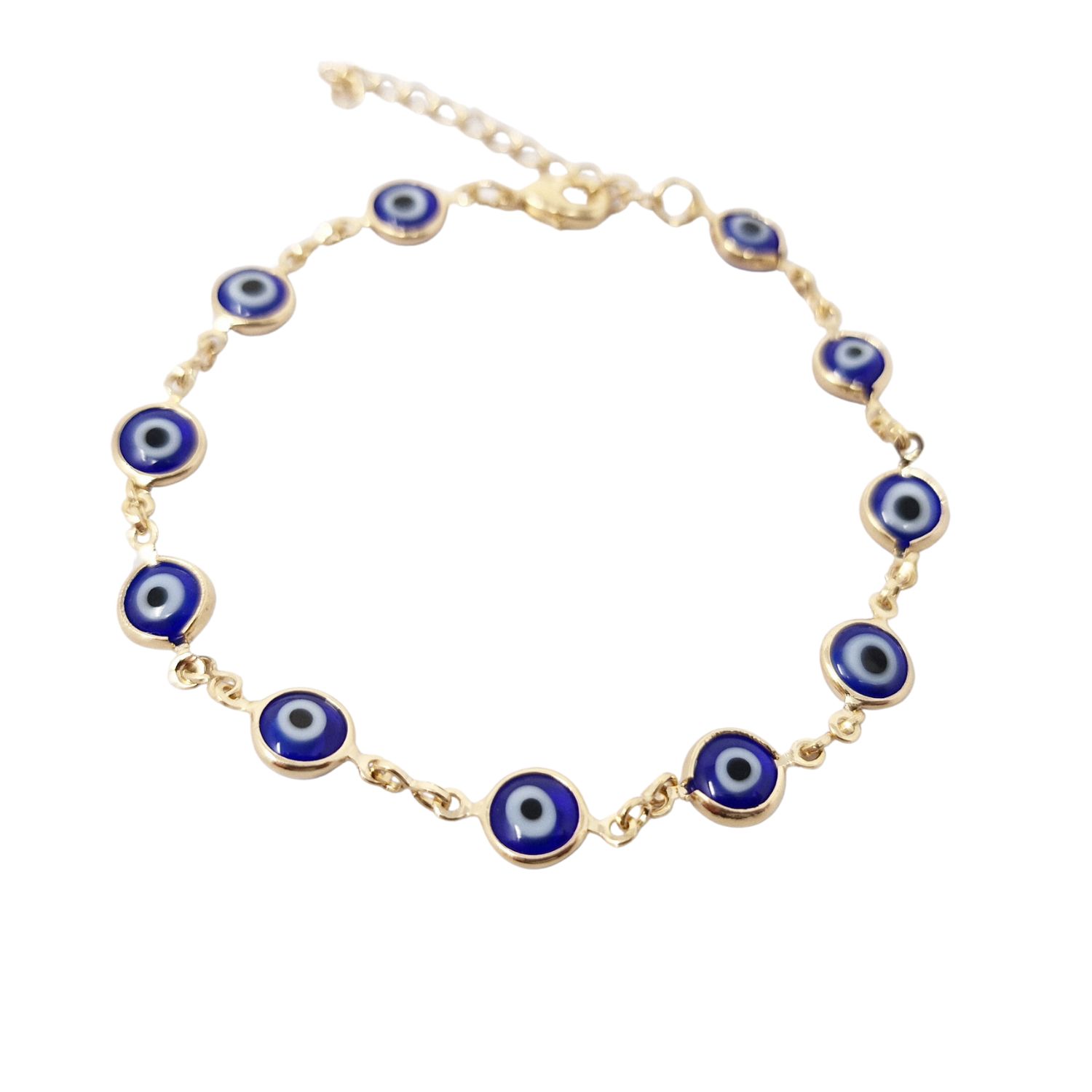 Women’s Gold / Blue 18Ct Gold Plated Evil Eye Charm Bracelet Harfi