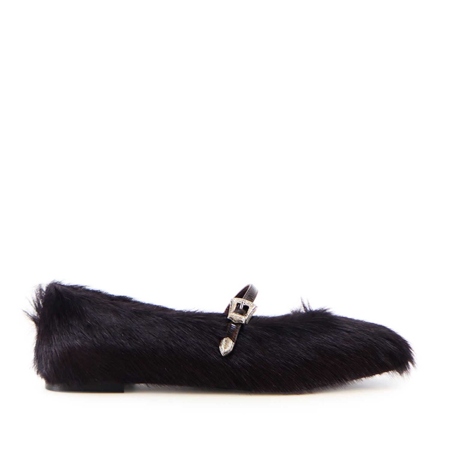 Notabene Women's Carlotta Ballerina, Black Cow Fur In Brown