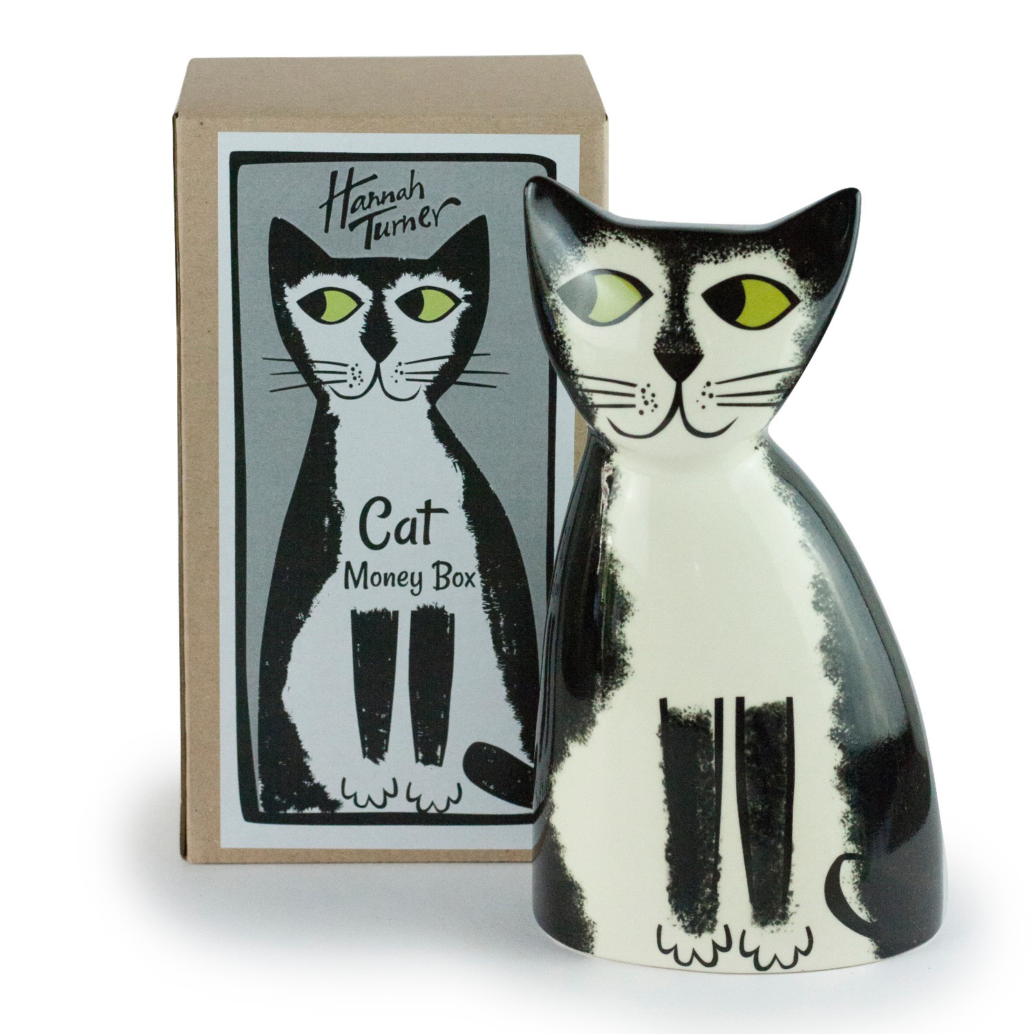 Hannah Turner Black & White Cat Money Box In Black