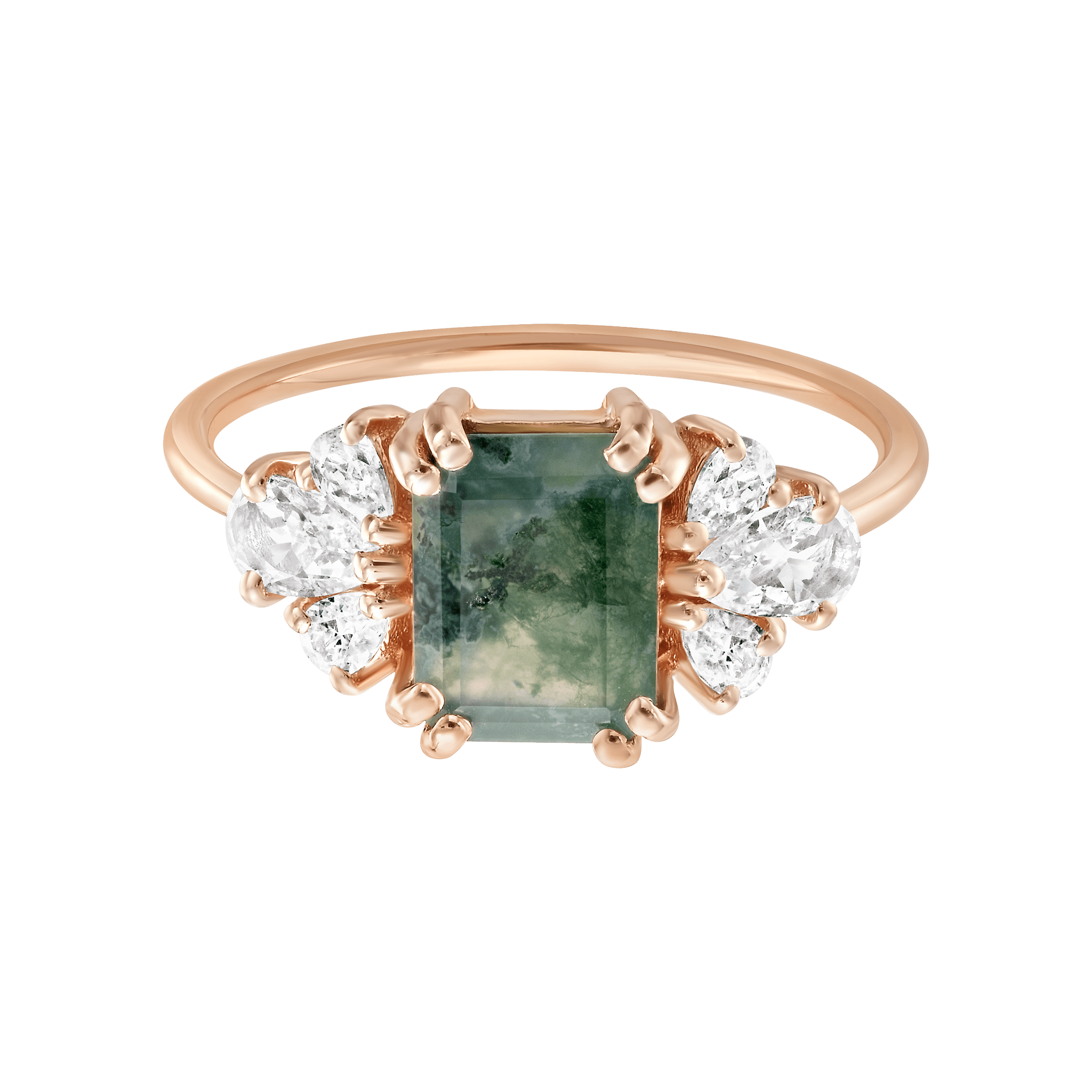 Women’s Rose Gold Moss Agate & Diamond Empress Ring La Kaiser