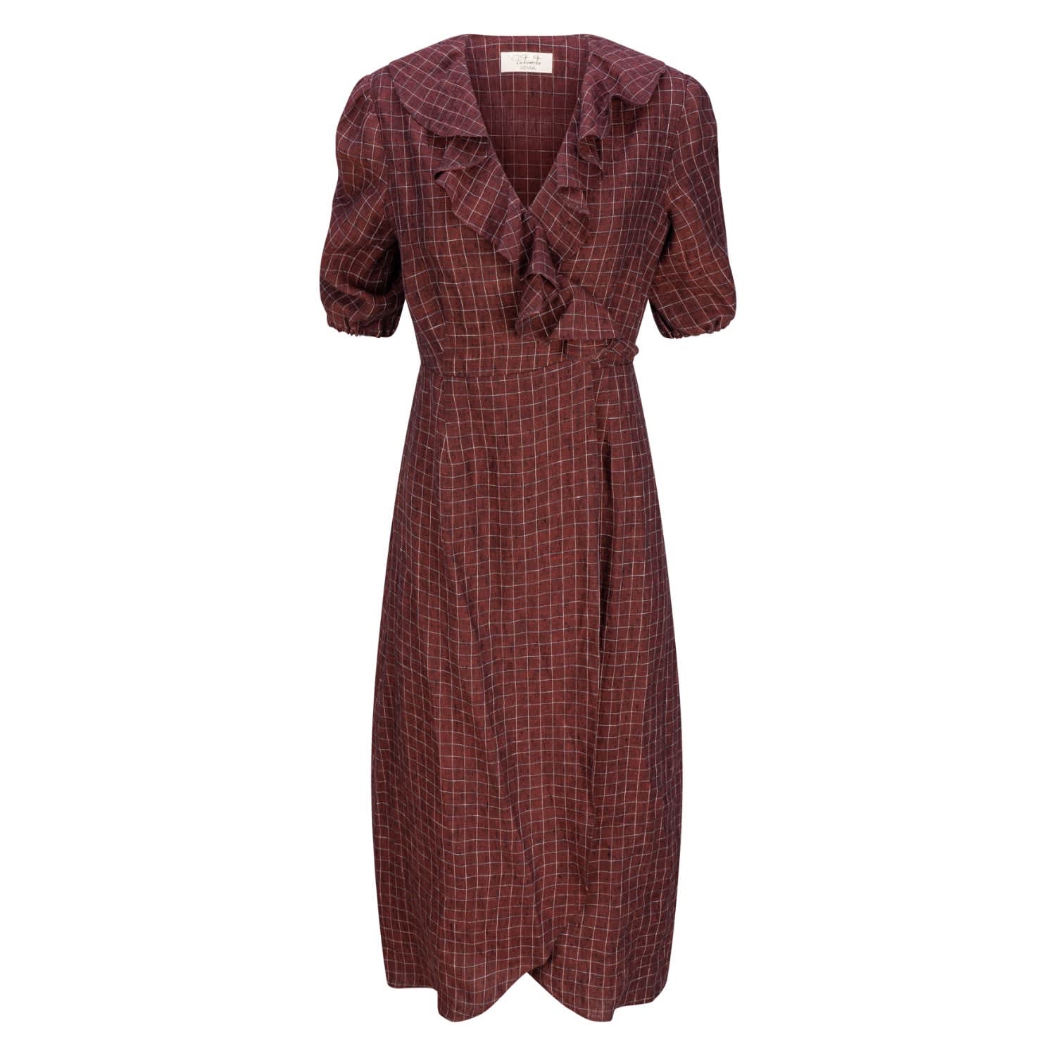 Cornwall Burgundy Bliss Linen Wrap Dress Maxi Introvertie VIENNA