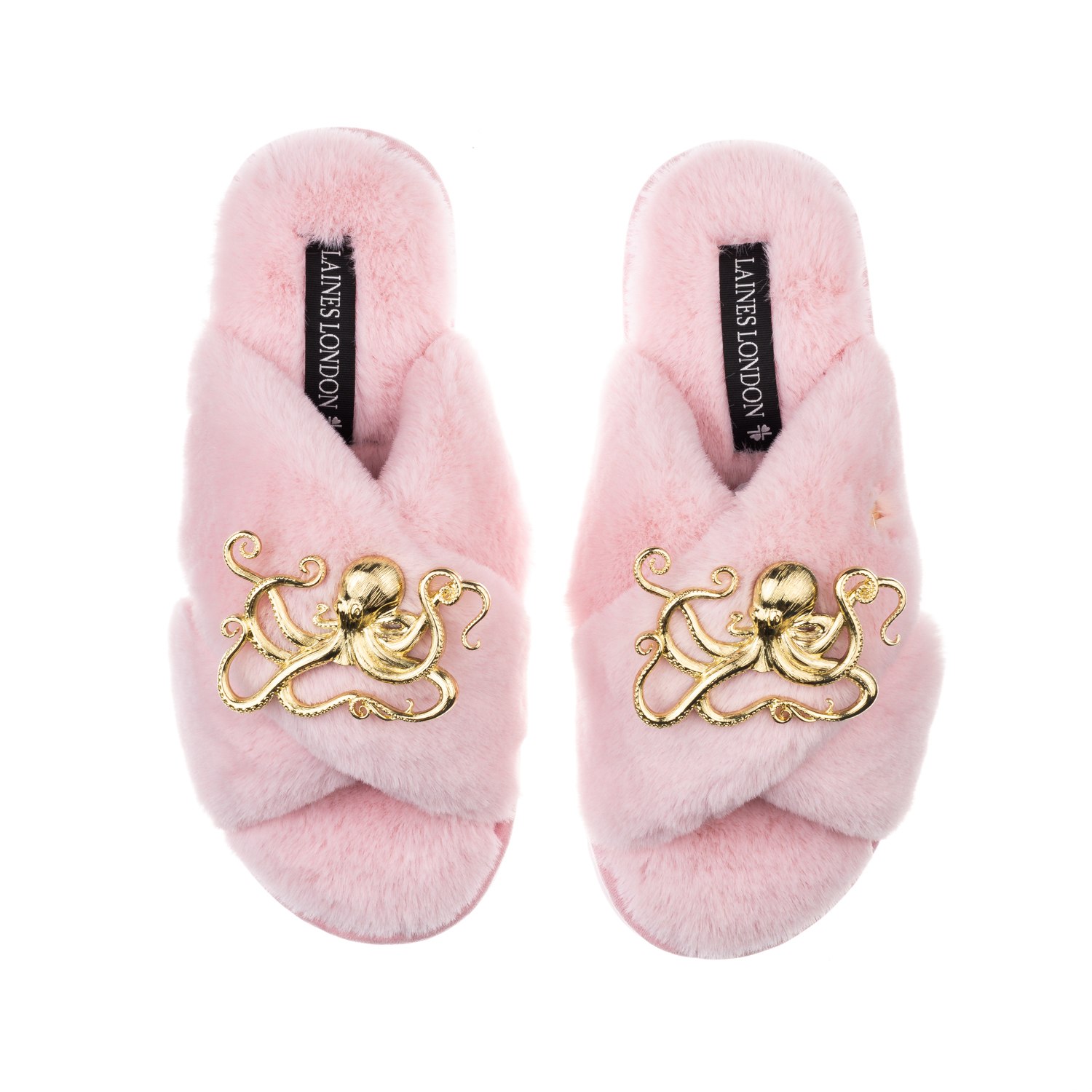 Laines London Women's Pink / Purple Classic Laines Slippers With Gold Metal Octopus Brooches - Pink