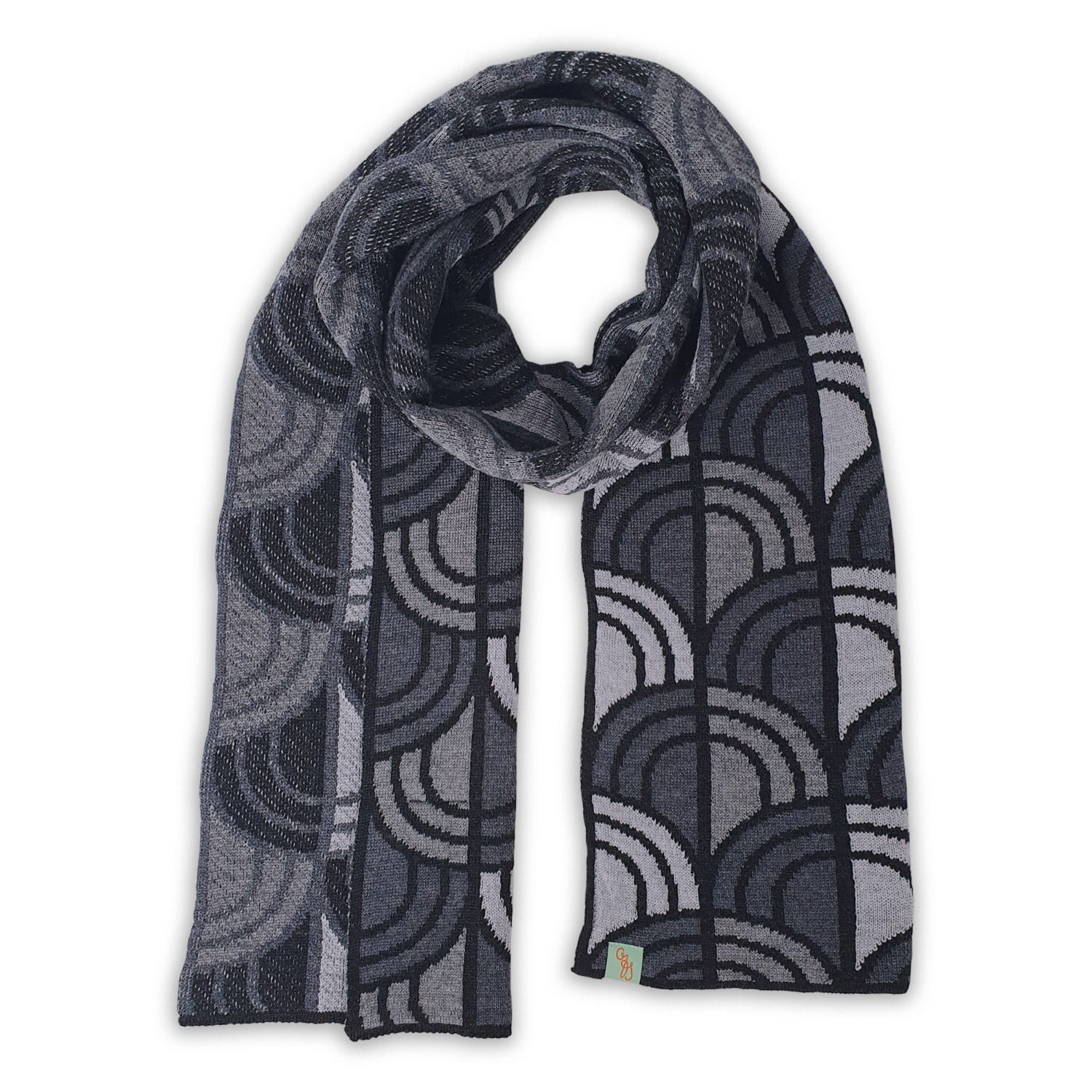 Otto & Spike Women's Black / Grey Scarves - Window - Lt Grey, Charcoal Grey In Multi