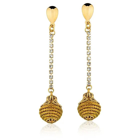 FETUTTI JEWELRY WOMEN'S LILA GOLDEN GRASS BALL DROP EARRINGS