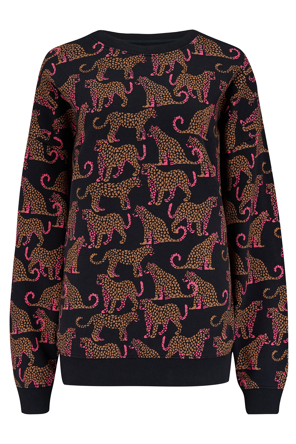 Sugarhill Brighton Women's Black / Brown Eadie Relaxed Sweatshirt - Black, Leopard Spots In Black/brown