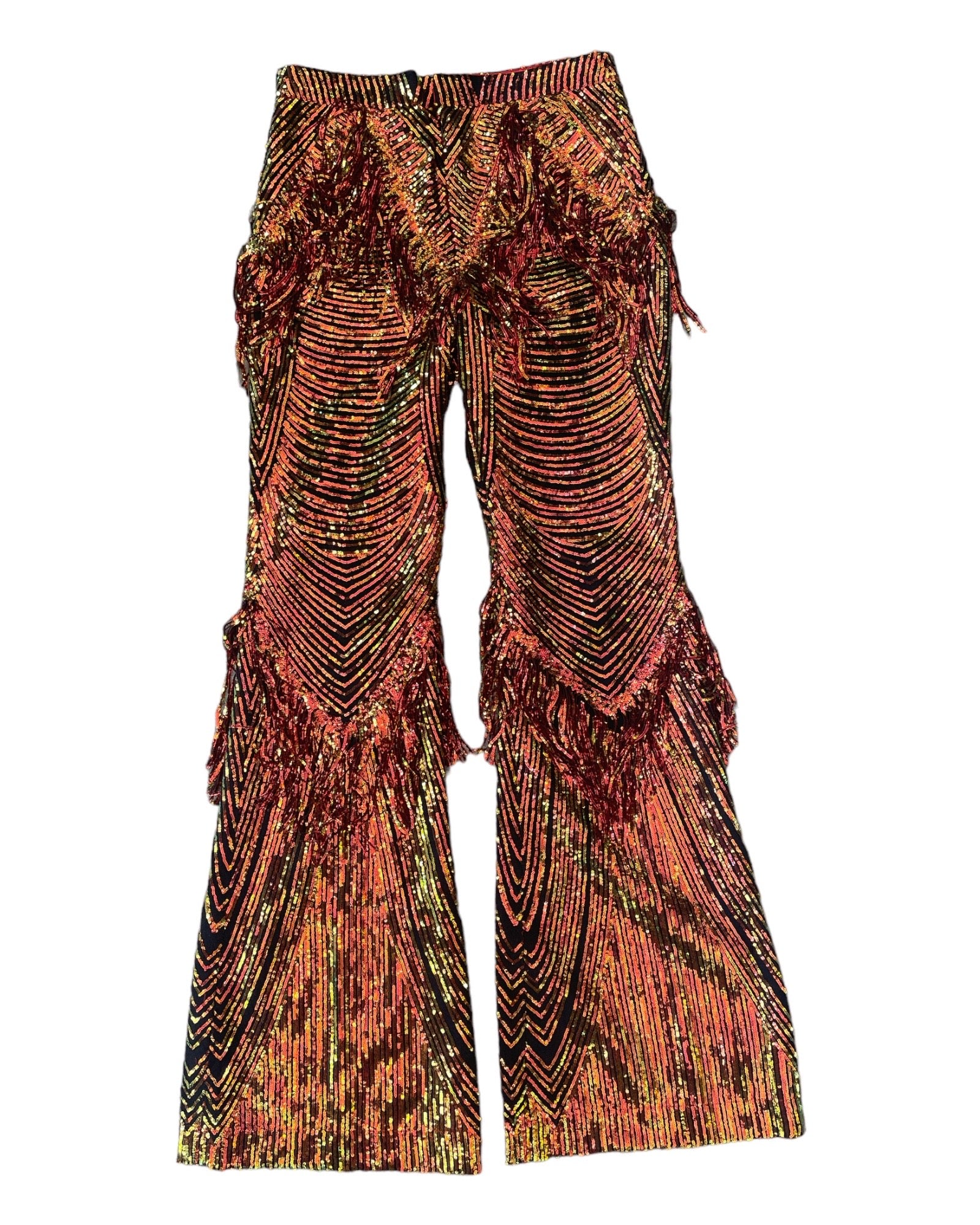 Any Old Iron Women's Gold / Black / Red  Rust Fringe Pants In Gold/black/red