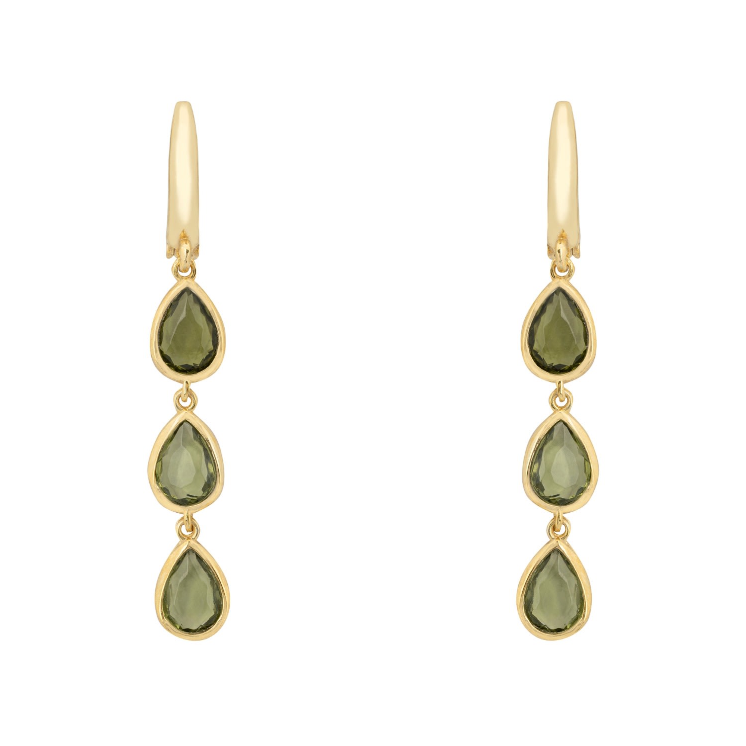 Latelita Women's Green / Gold Sardinia Triple Teardrop Earrings Gold Peridot In Multi