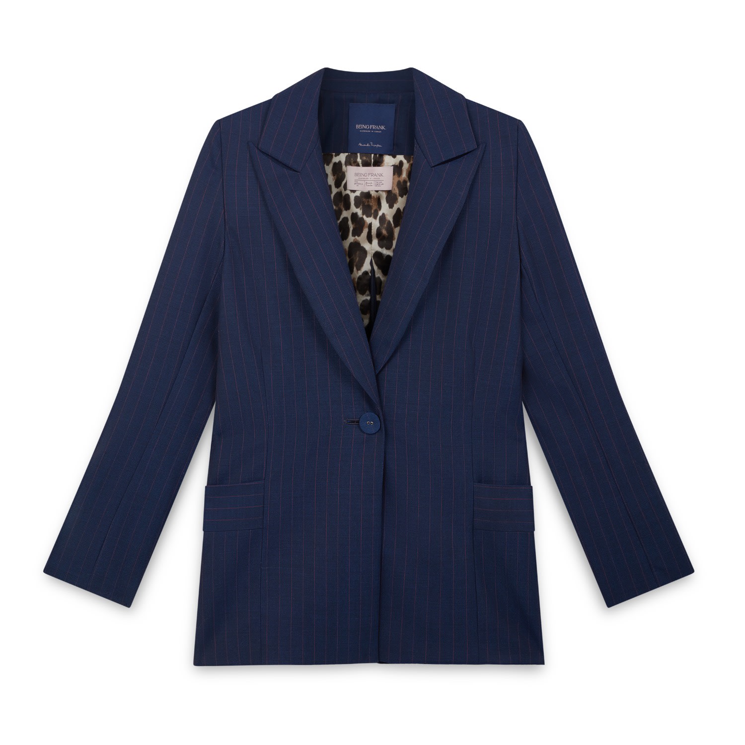 Women's Blue Toni Suit Jacket / Navy & Red Pinstripe Italian Wool | Small | Amanda Thompson Couture