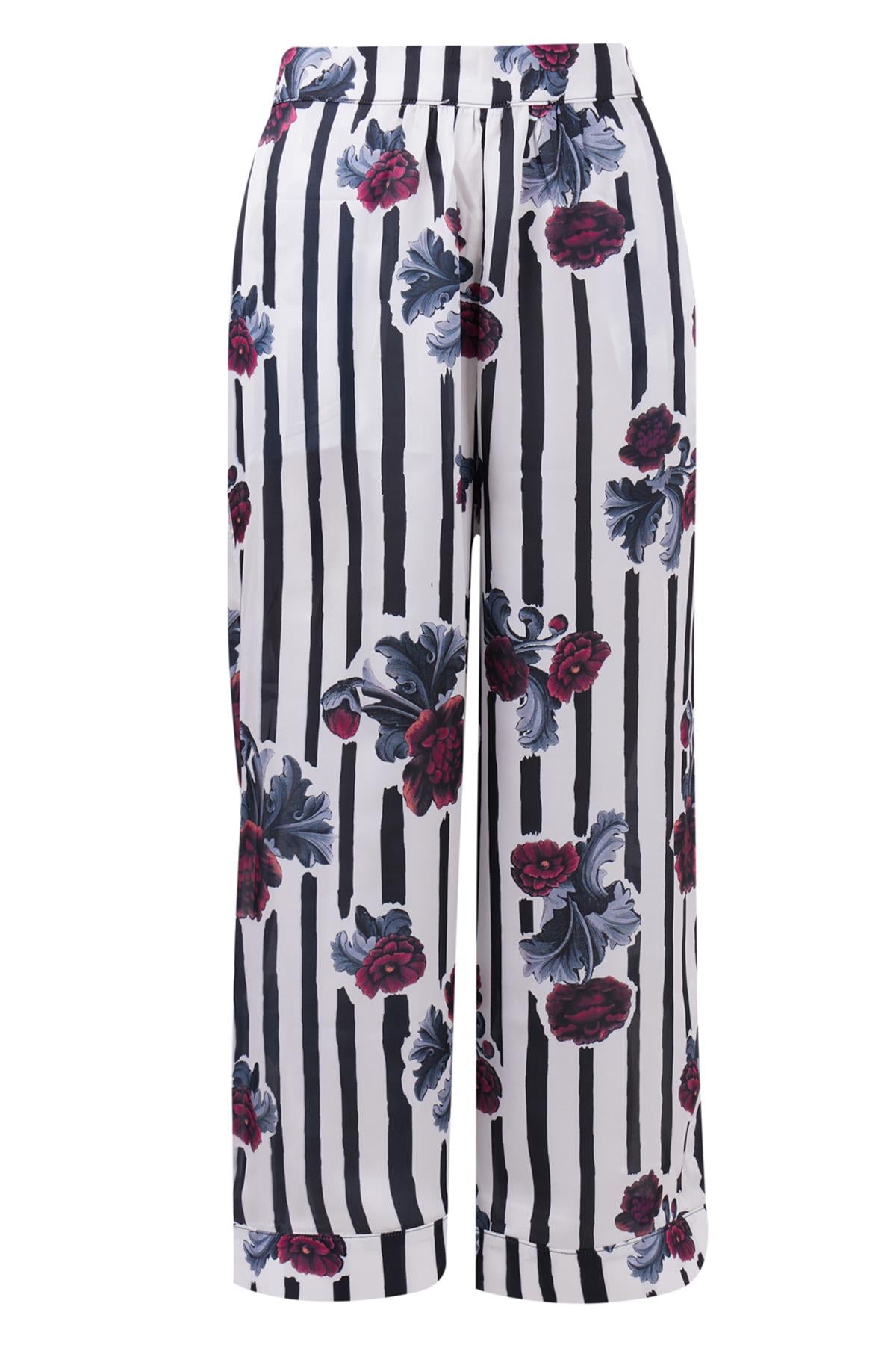 Peraluna Women's Stripe Garden Satin Culotte Trousers