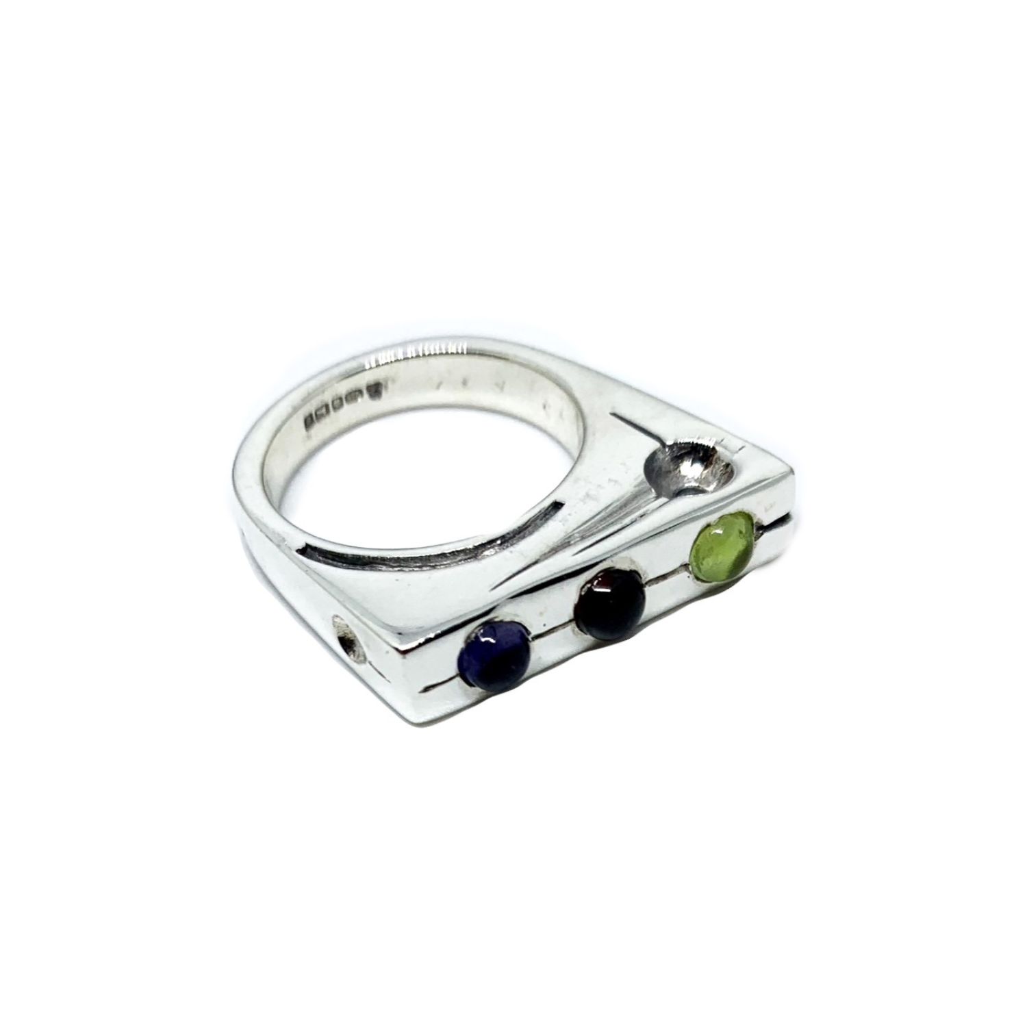 Tg-jewellery By Tamara Gervasio Women's Blue / Green / Red Traffic Light Silver Ring With Garnet, Iolite And Peridot