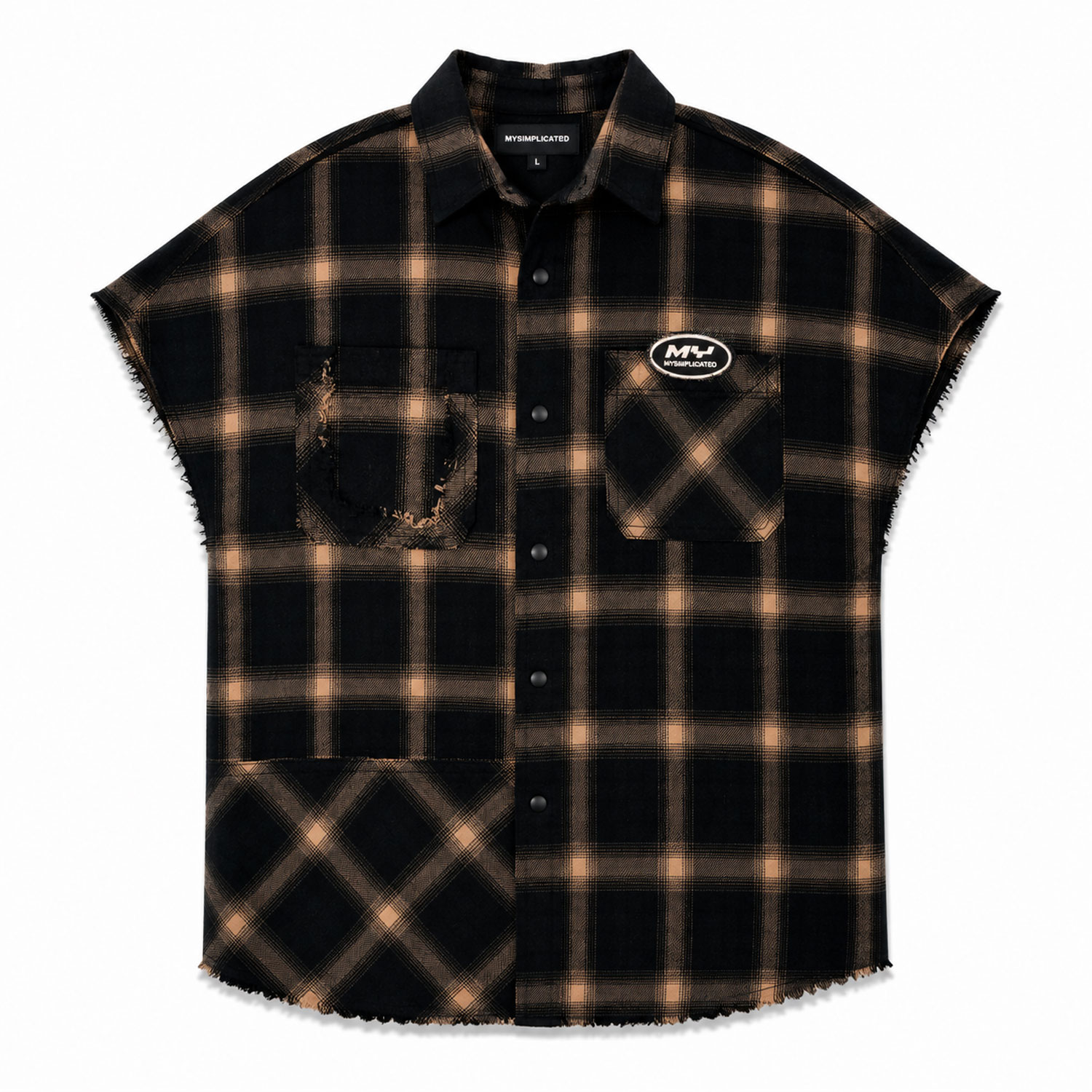 Mysimplicated Men's ® Brown Atelier Division Sleeveless Shirt