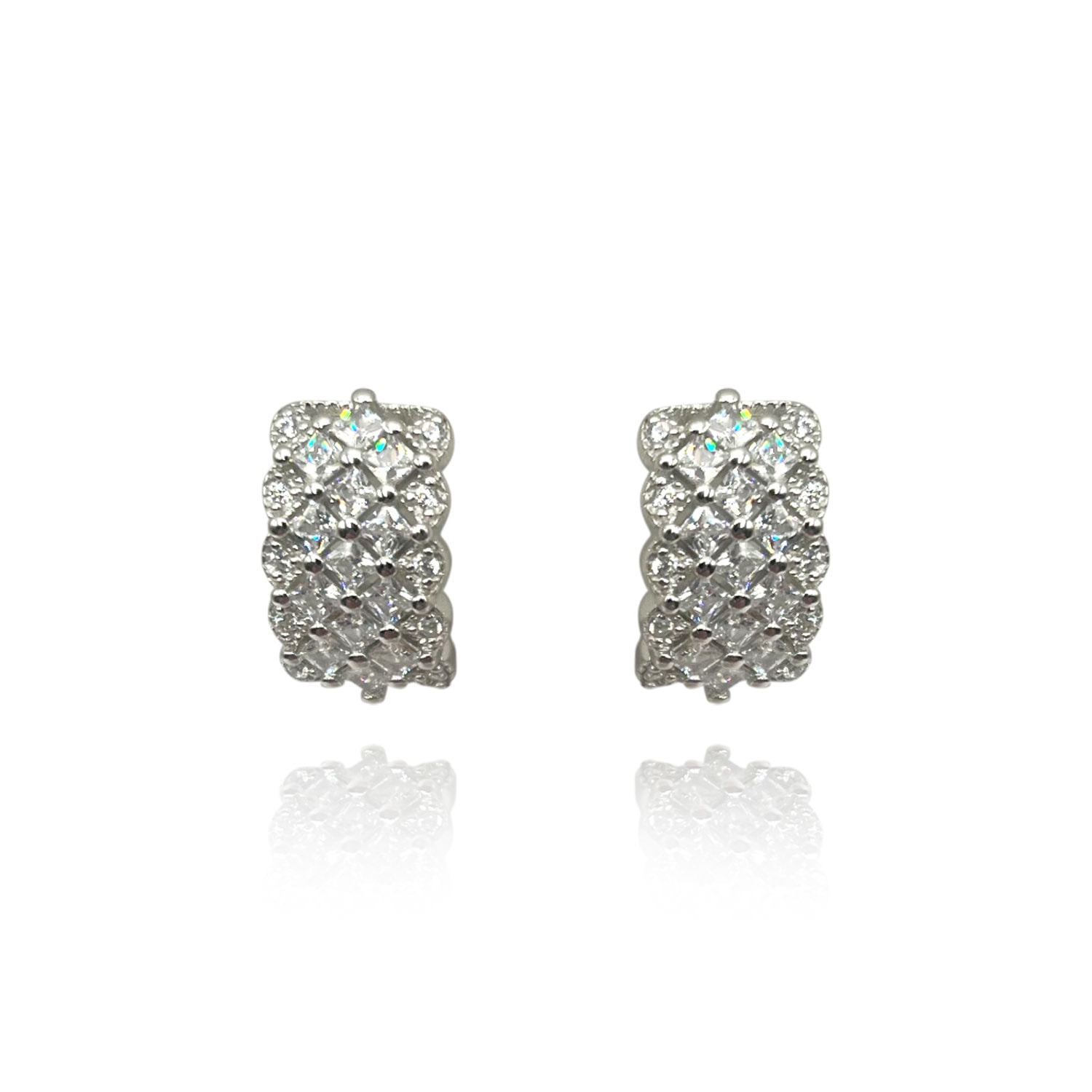 Women’s Neutrals Cubic Zirconia Encrusted Sterling Silver Clip-On Earrings Michael Nash Jewelry