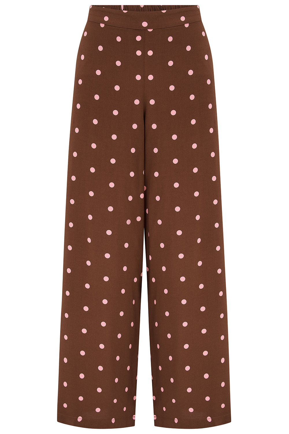 Sugarhill Brighton Women's Patsy Palazzo Trousers Brown, Pink Polka