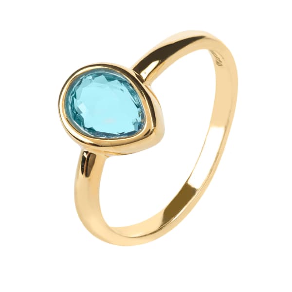 LATELITA LONDON Pisa Mini Teardrop Ring Gold Blue Topaz Hydro