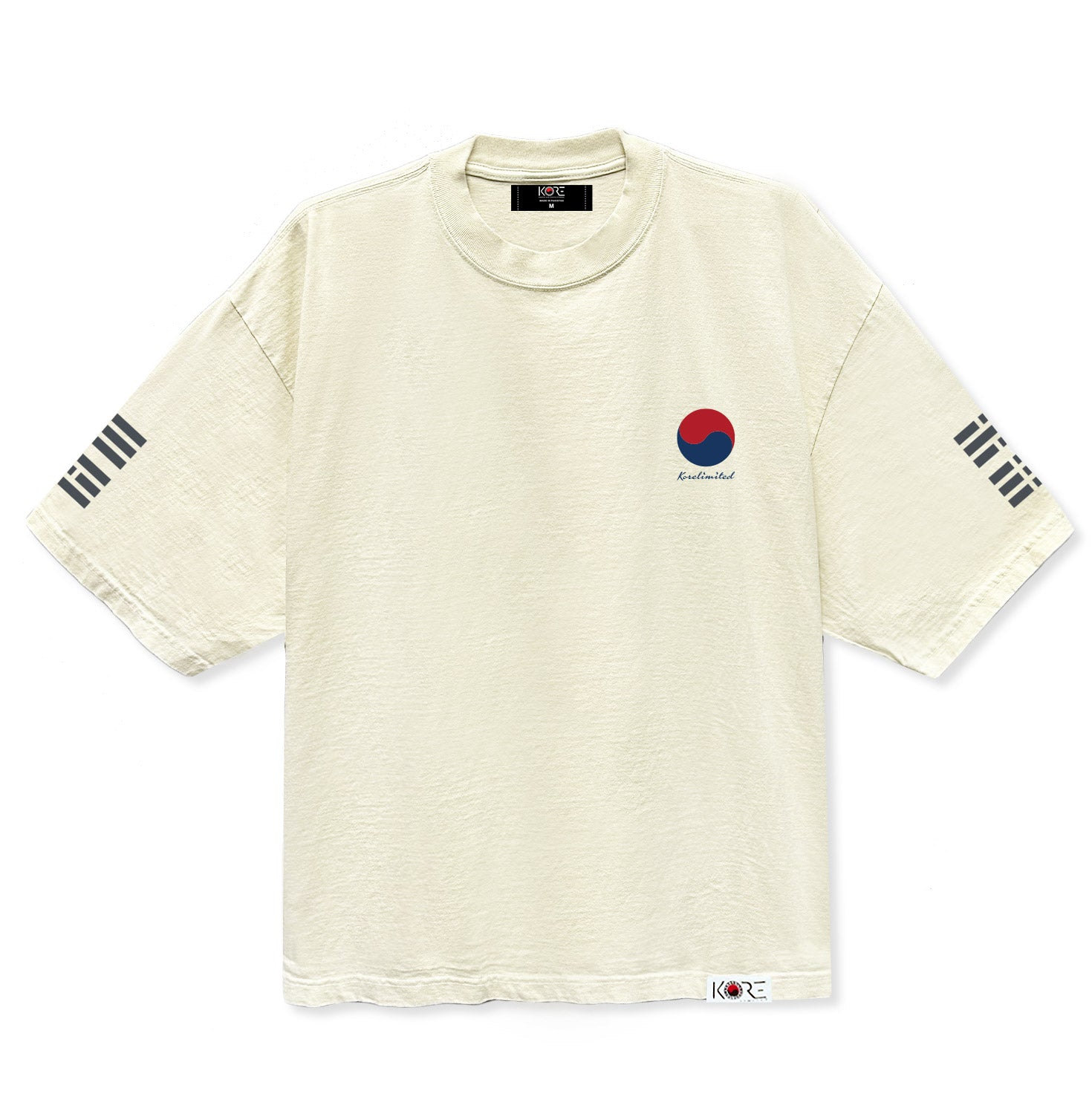 Korelimited Men's Neutrals Trigram Drop Shoulder Tee In Cream In White