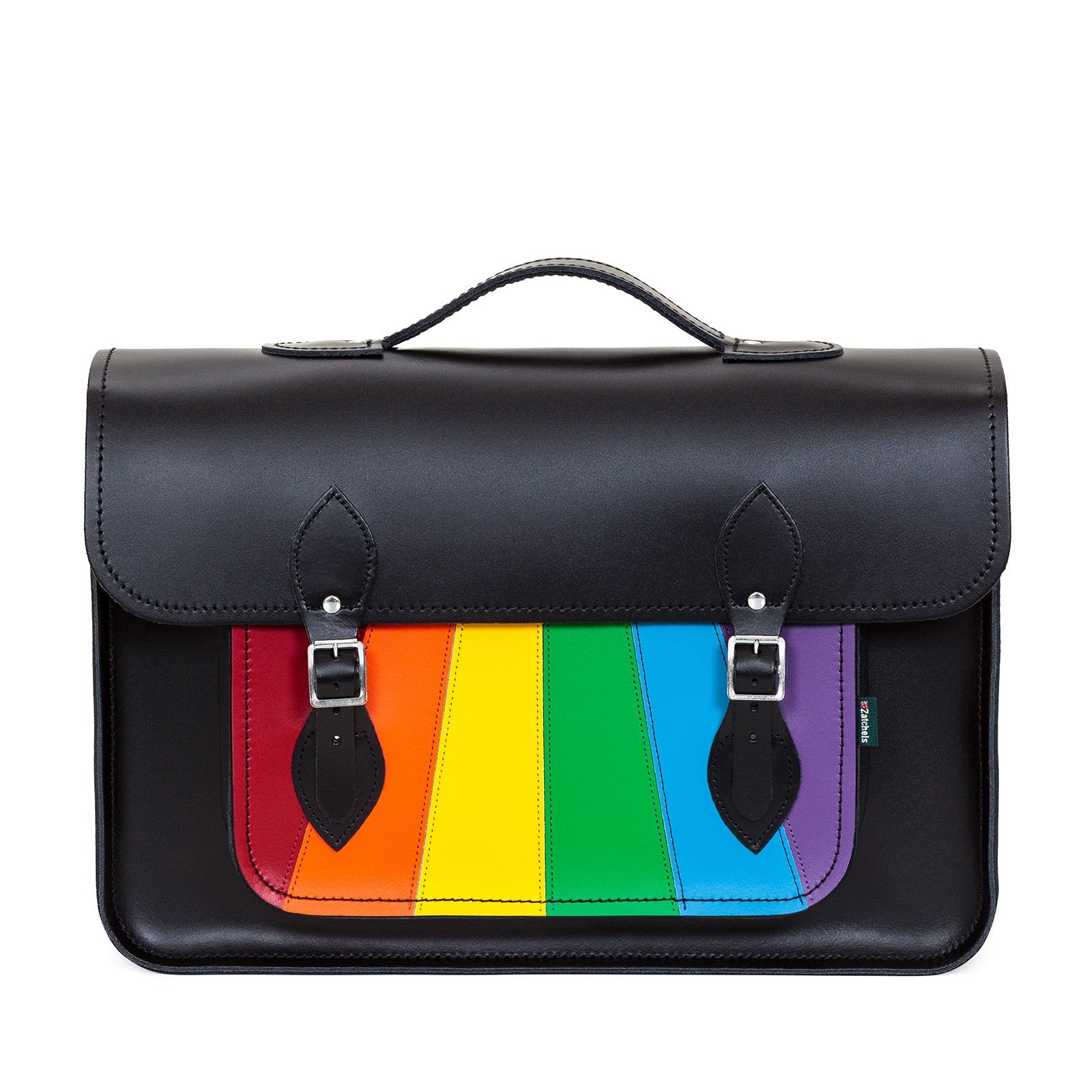 Men’s Handmade Leather Satchel - Pride Rainbow One Size Zatchels