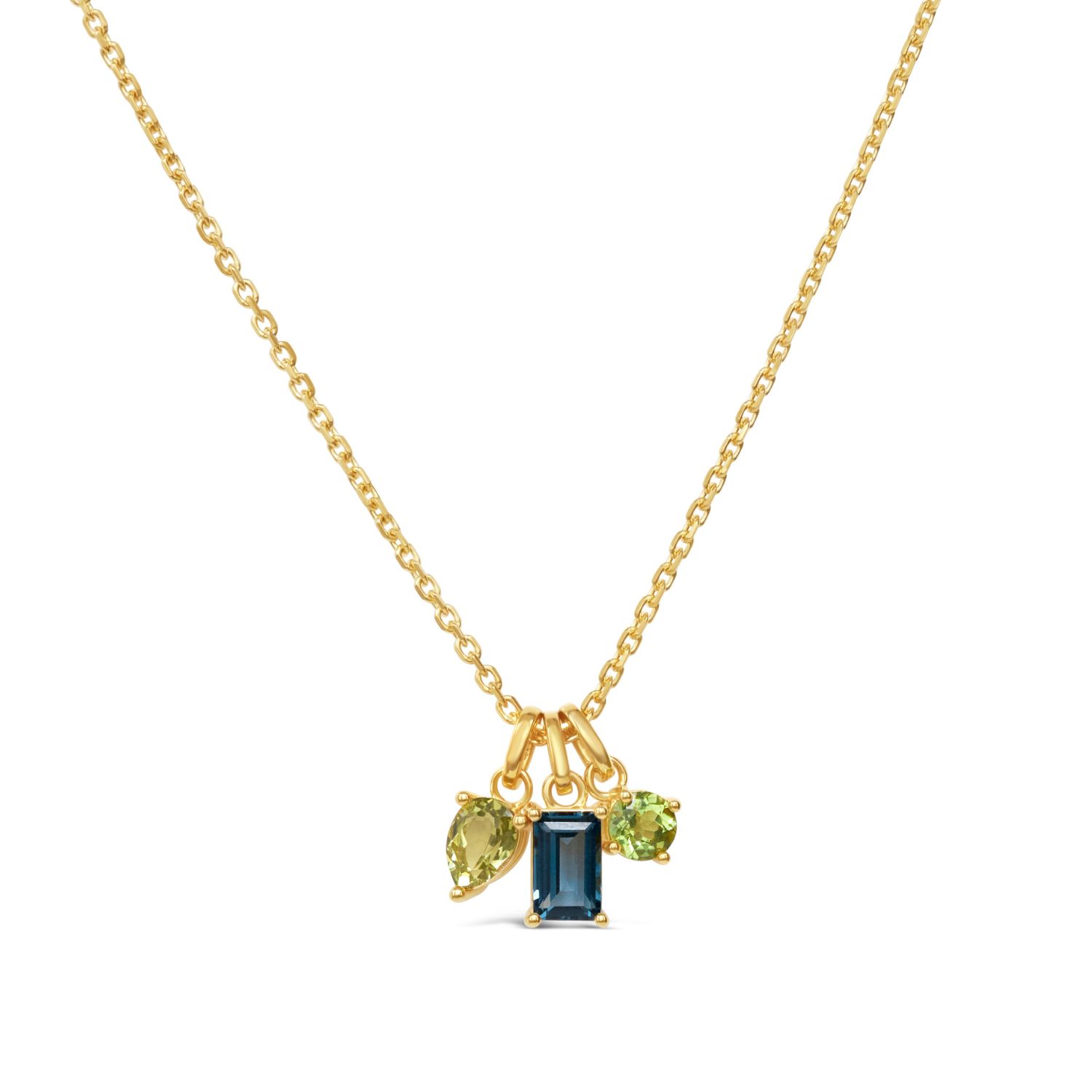 Dinny Hall 22ct Gold-plated Vermeil Silver Gem-set Trilogy Pendant Necklace In Gold