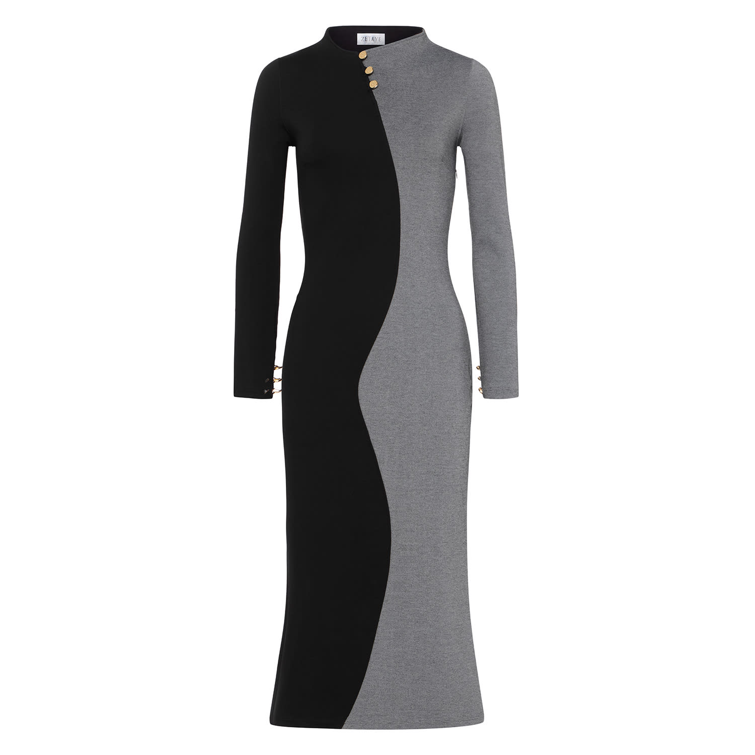 Zetaye Women's Black / Grey Amelia Silhouette Dress - Black In Multi