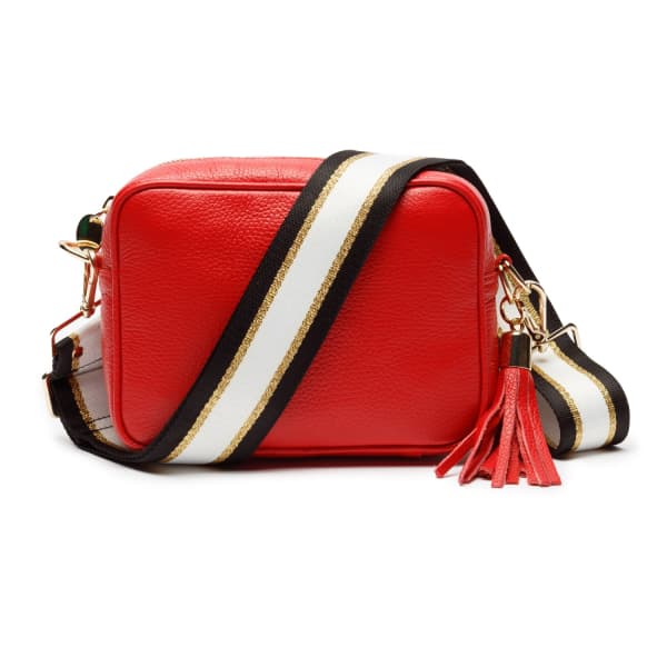 Elie Beaumont Crossbody Red Black And Gold Strap