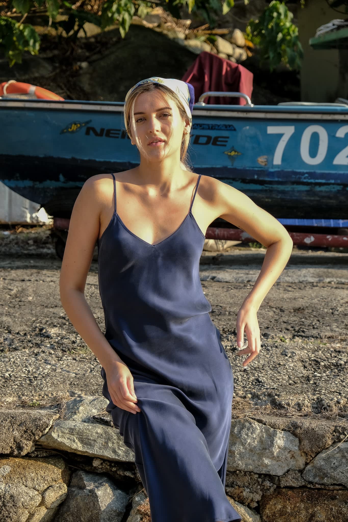 Long Slip Dress - Navy – Idis Designs