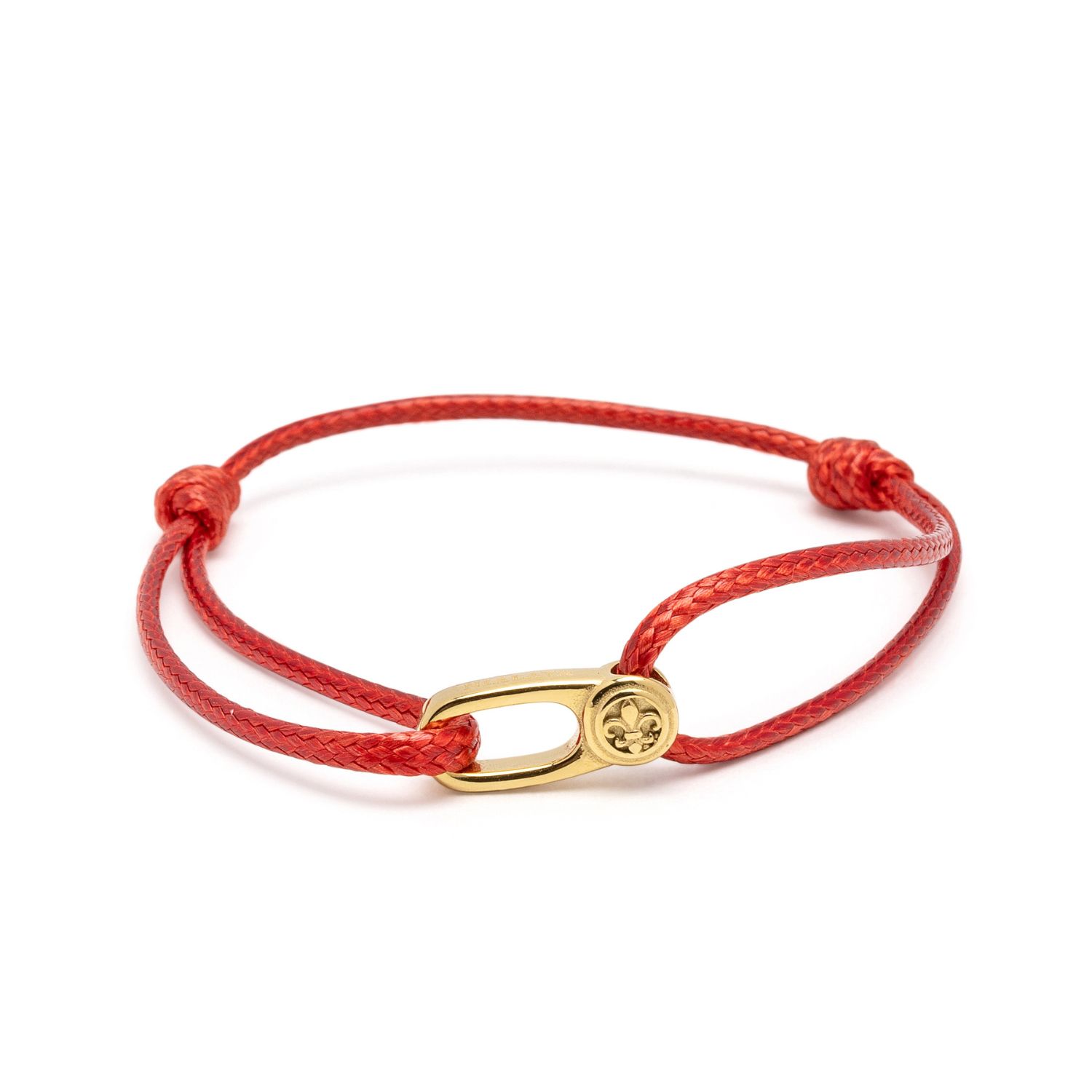 Nialaya Men's Red / Gold Red String Bracelet With Gold Hook